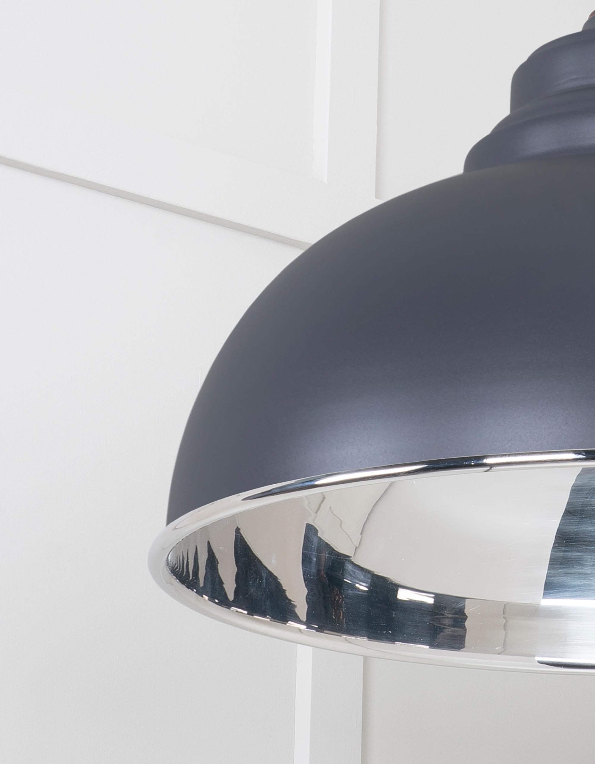 Smooth Nickel Harborne Pendant Light  Slate, Detailed close up view of pendant.
