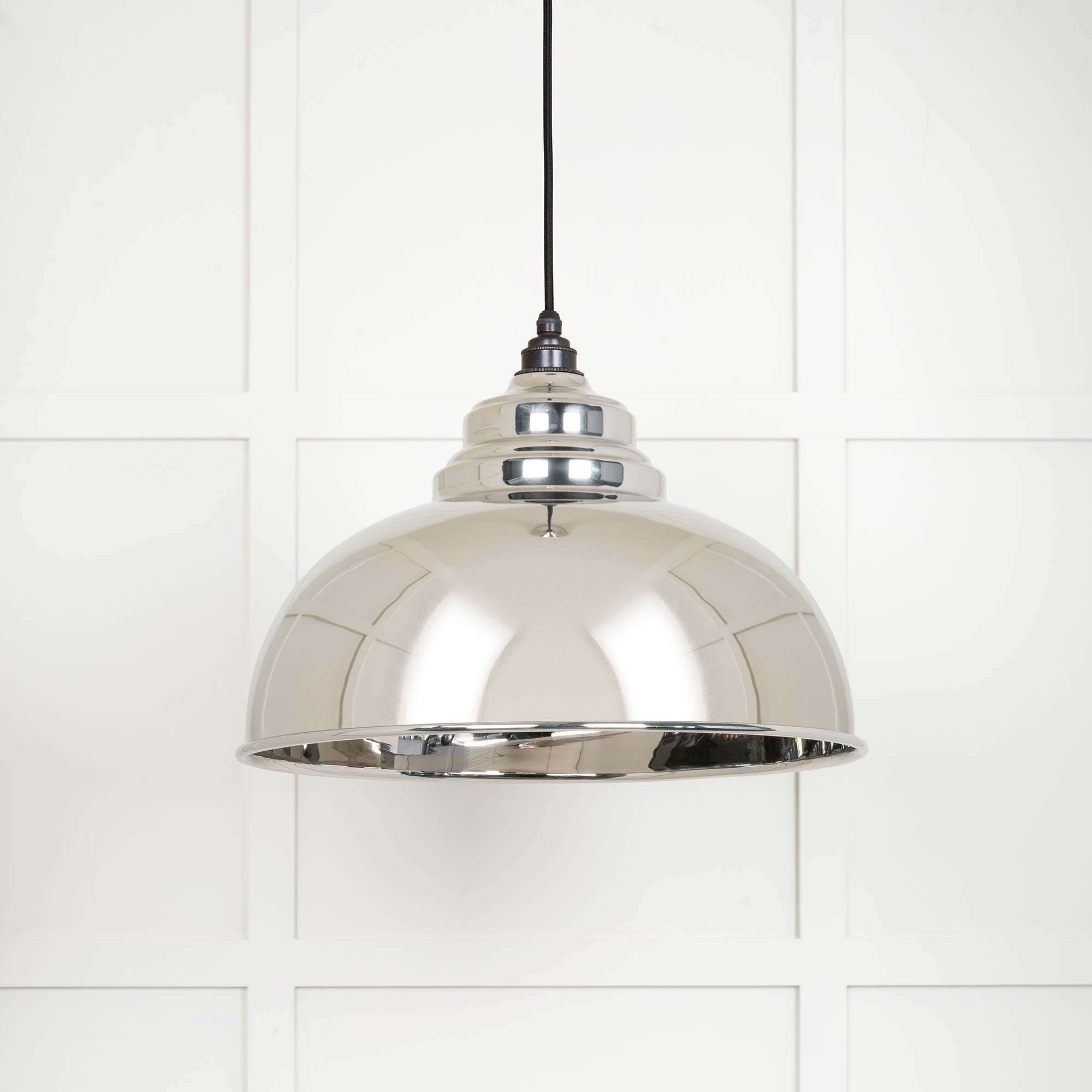Smooth Nickel Harborne Pendant Light Nickel, Front Side.