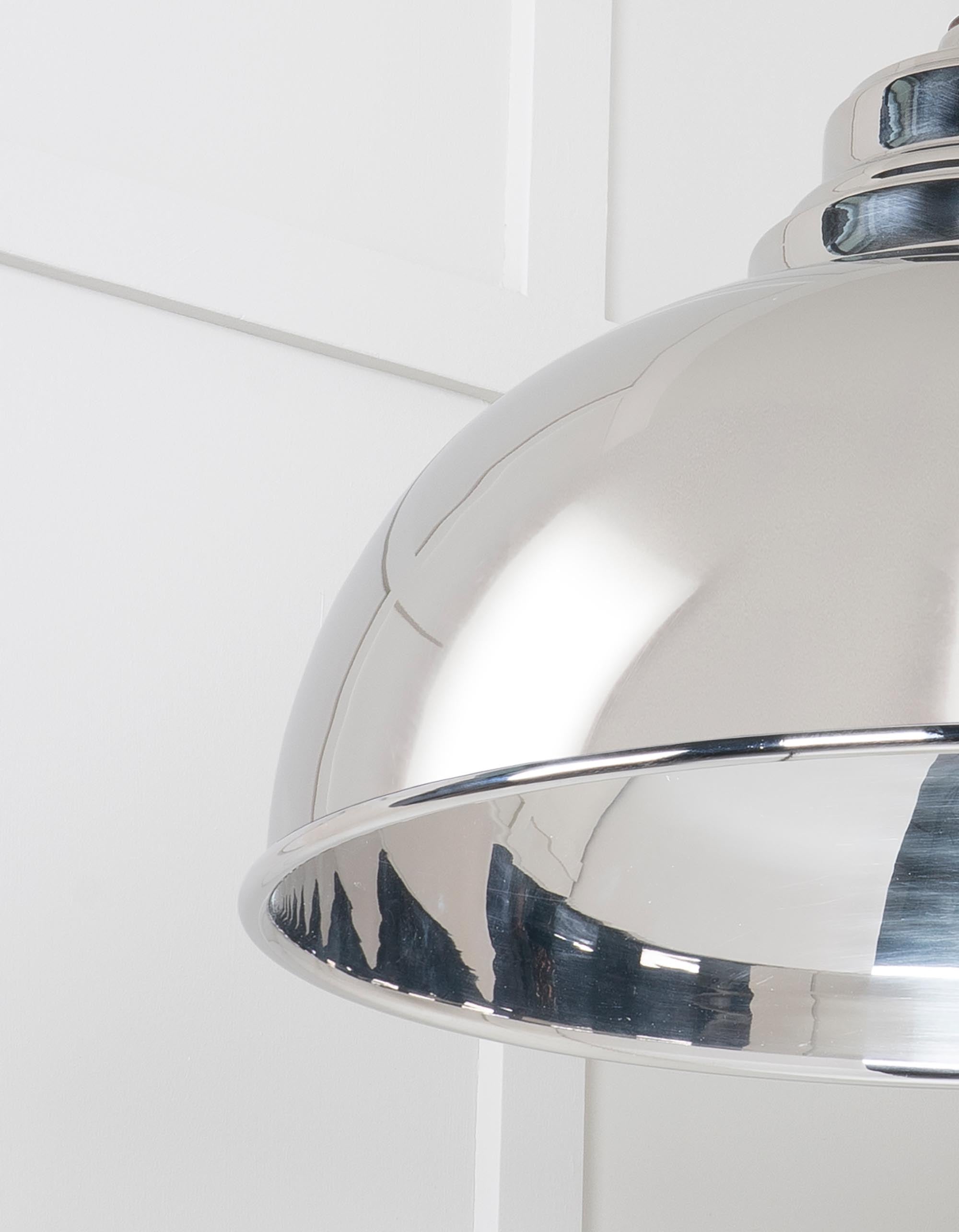 Smooth Nickel Harborne Pendant Light Nickel, Detailed close up view of pendant.