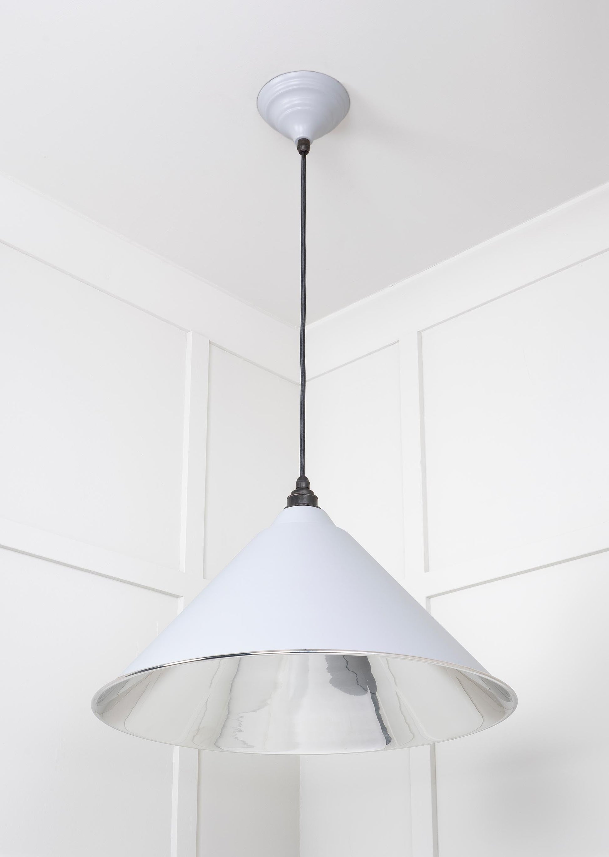 Smooth Nickel Hockley Pendant Light  Birch, Underside.