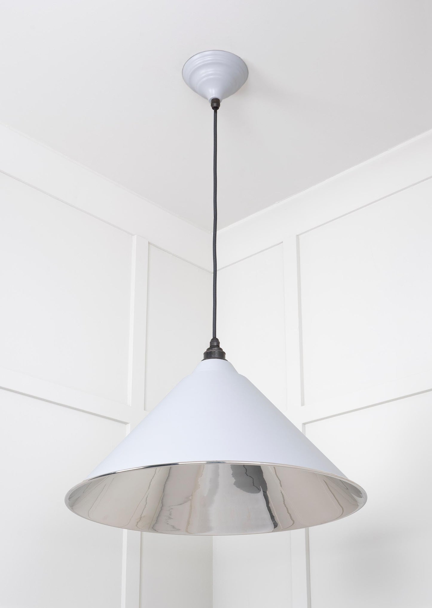 Smooth Nickel Hockley Pendant Light  Birch, Underside.