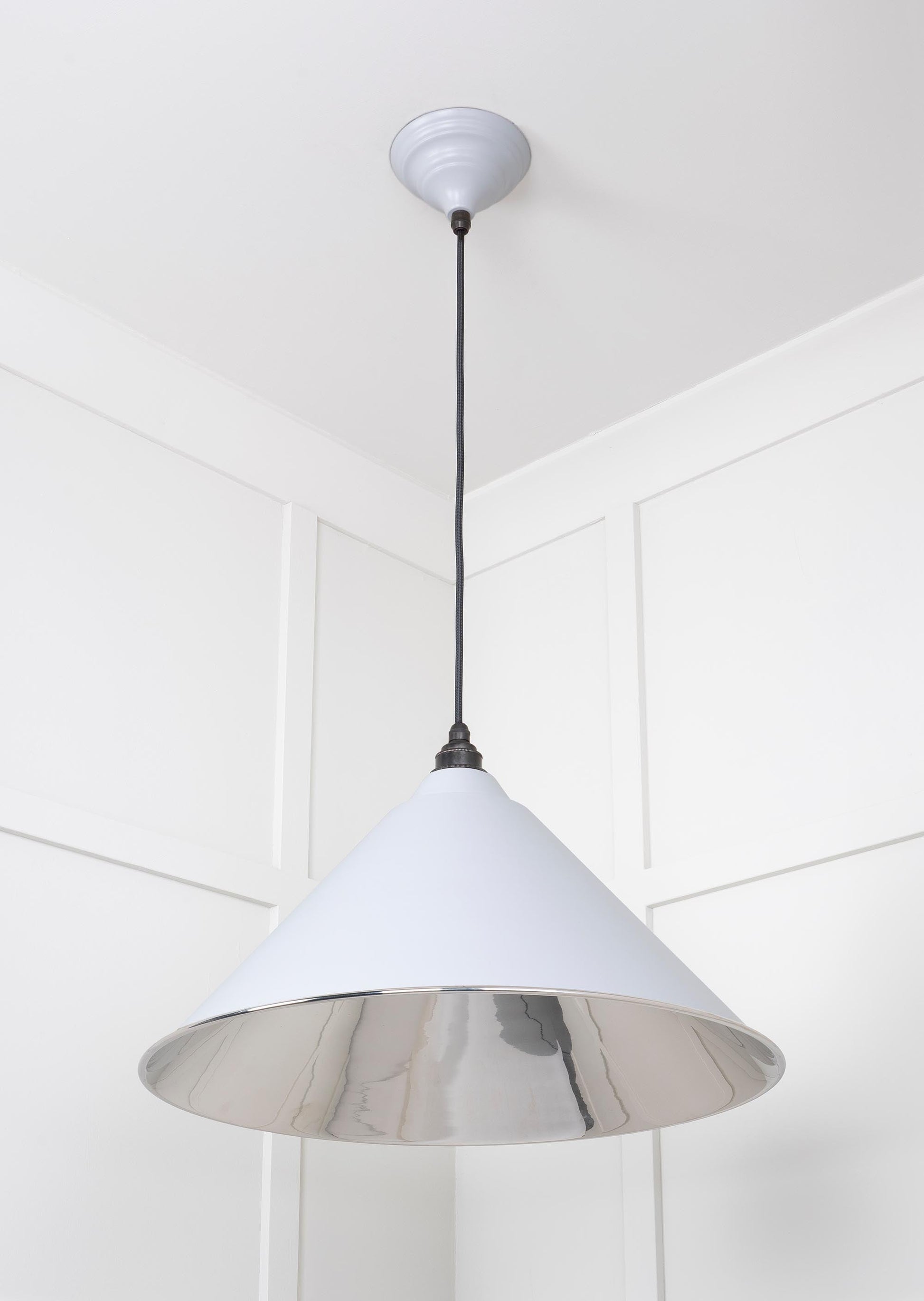 Smooth Nickel Hockley Pendant Light  Birch, Underside.