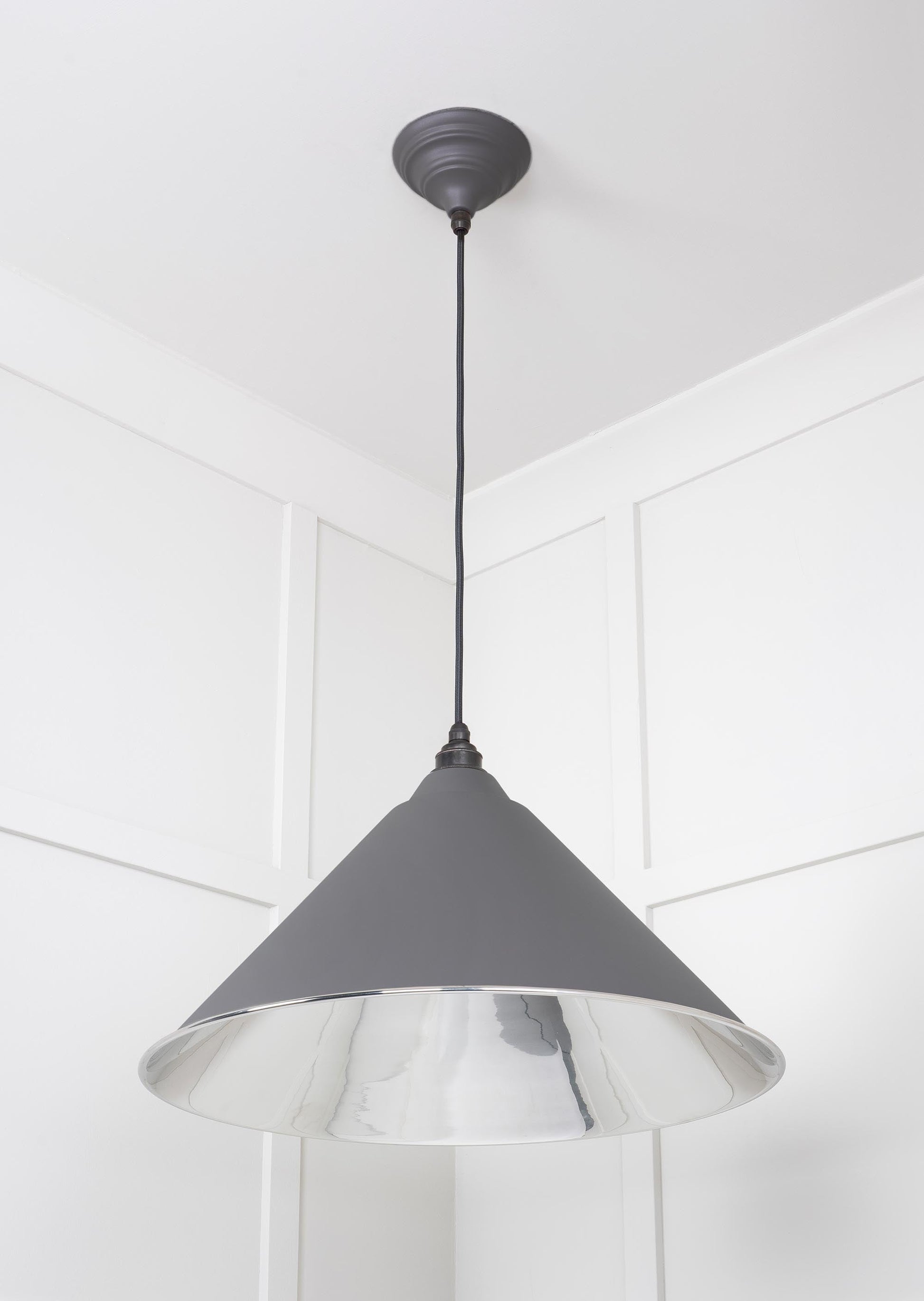 Smooth Nickel Hockley Pendant Light  Bluff, Underside.