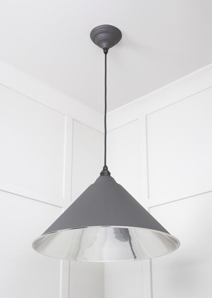 Smooth Nickel Hockley Pendant Light  Bluff, Underside.
