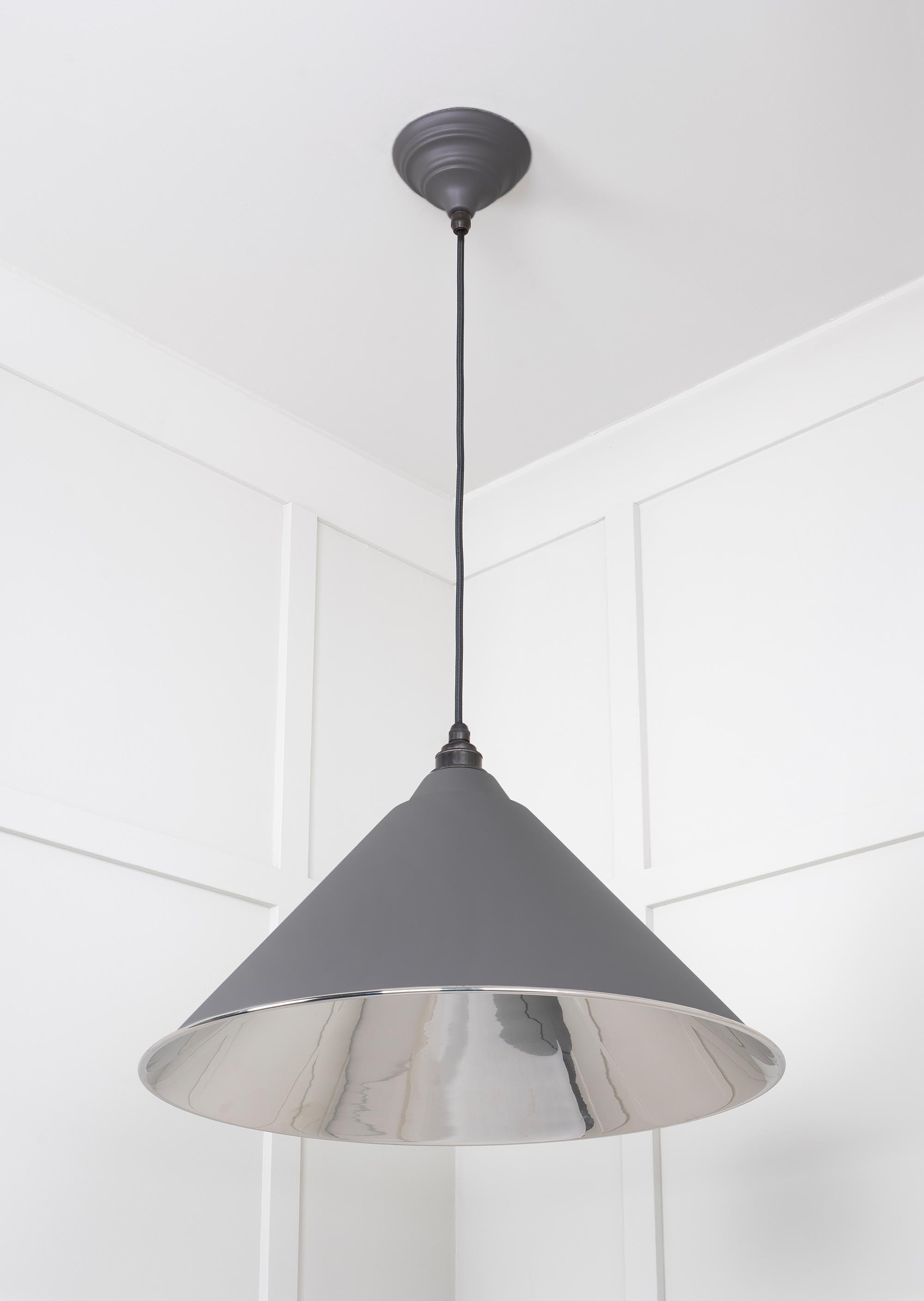 Smooth Nickel Hockley Pendant Light  Bluff, Underside.