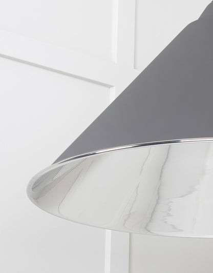 Smooth Nickel Hockley Pendant Light  Bluff, Detailed close up view of pendant.