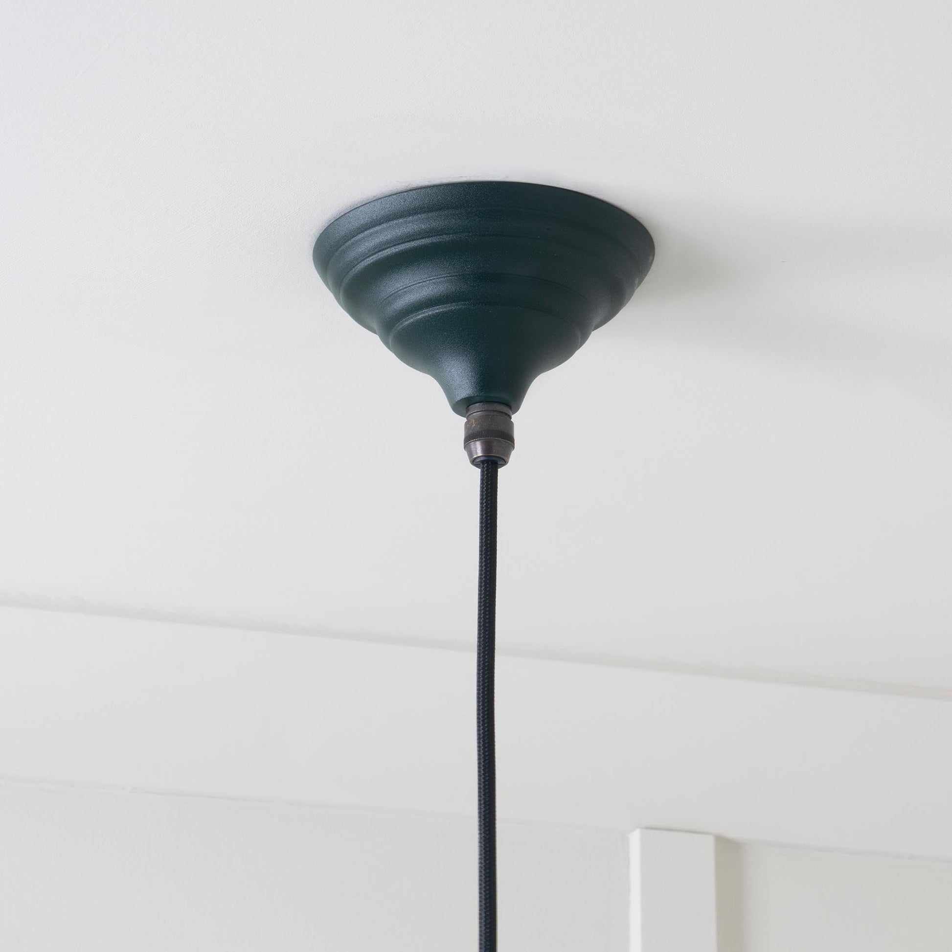 Smooth Nickel Hockley Pendant Light  Dingle, close up view of fitting and cable.