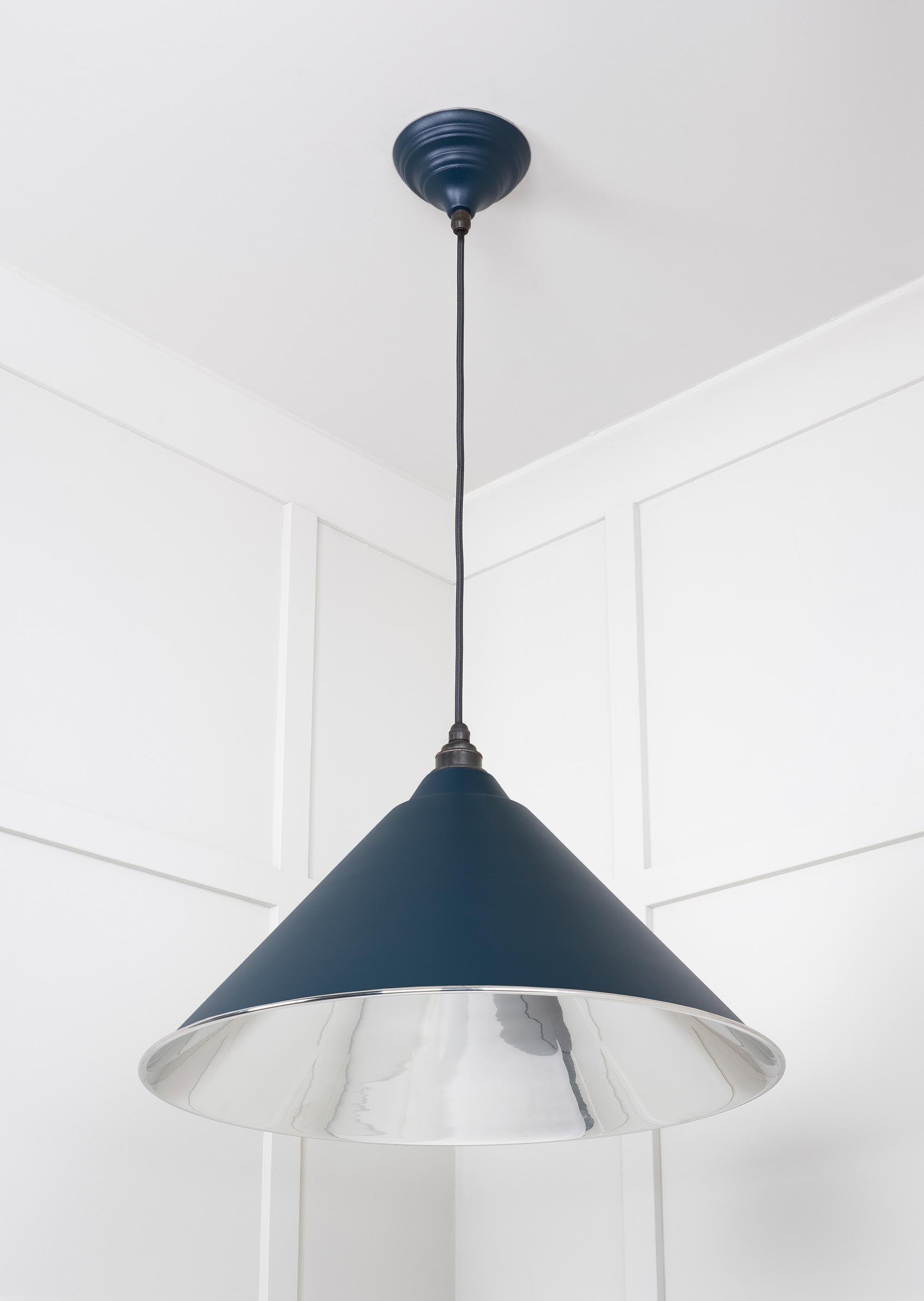 Smooth Nickel Hockley Pendant Light  Dusk, Underside.