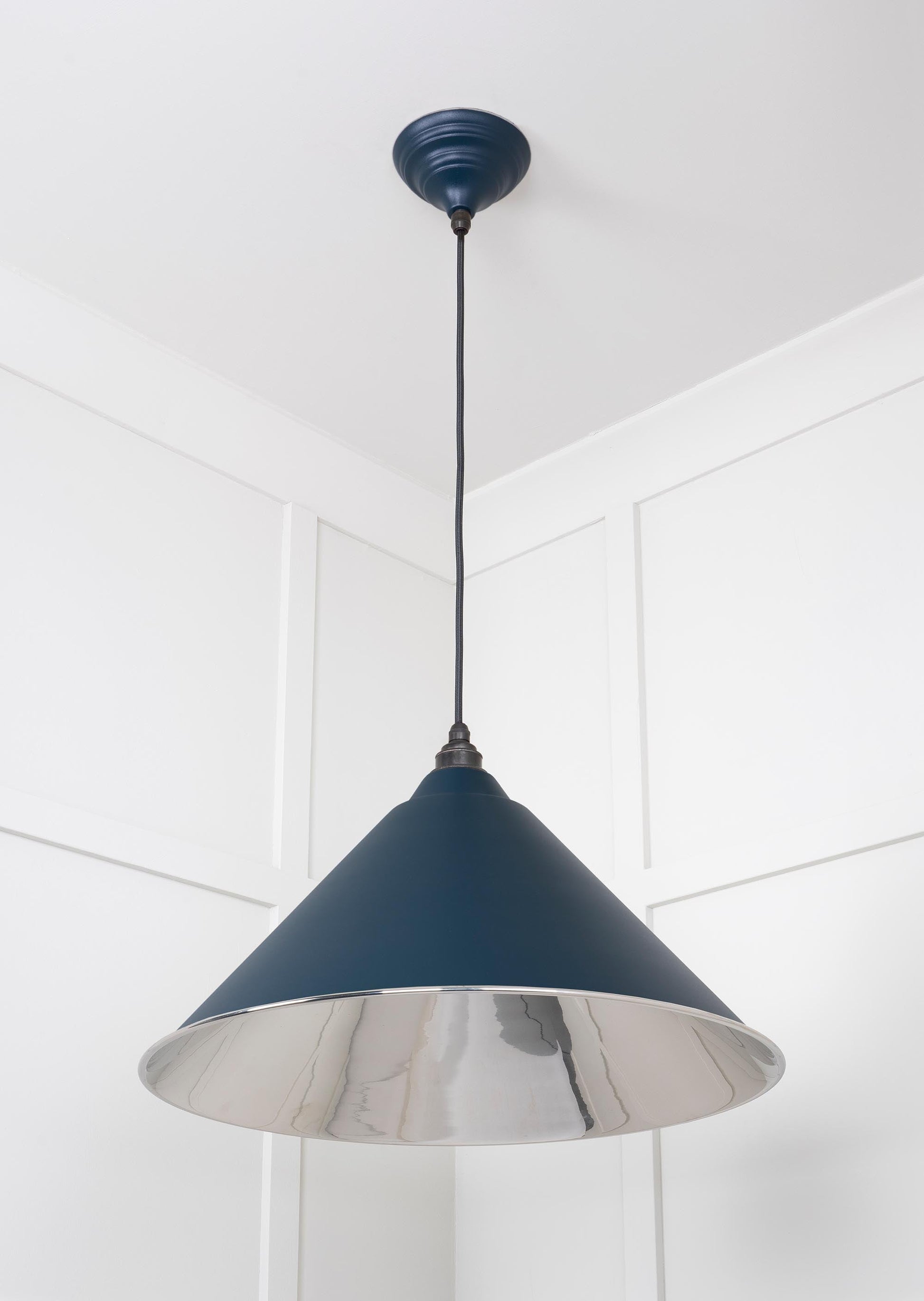 Smooth Nickel Hockley Pendant Light  Dusk, Underside.