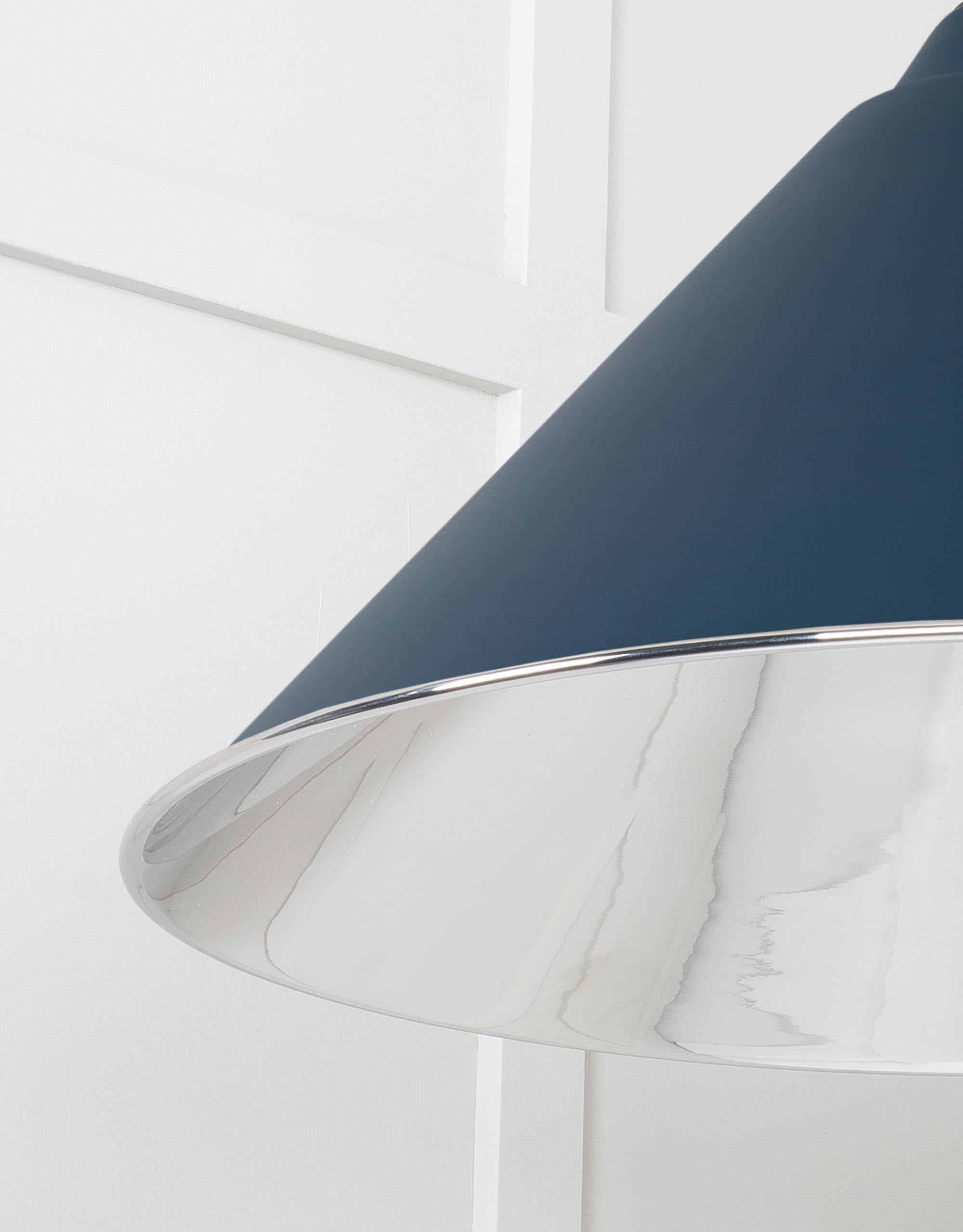 Smooth Nickel Hockley Pendant Light  Dusk, Detailed close up view of pendant.