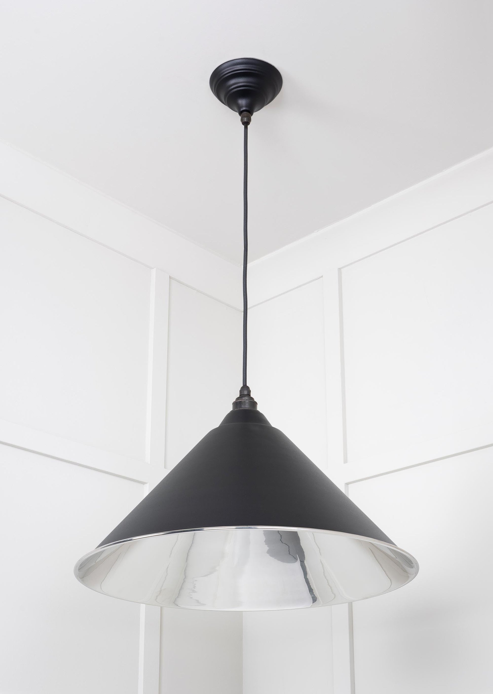 Smooth Nickel Hockley Pendant Light  Elan Black, Underside.