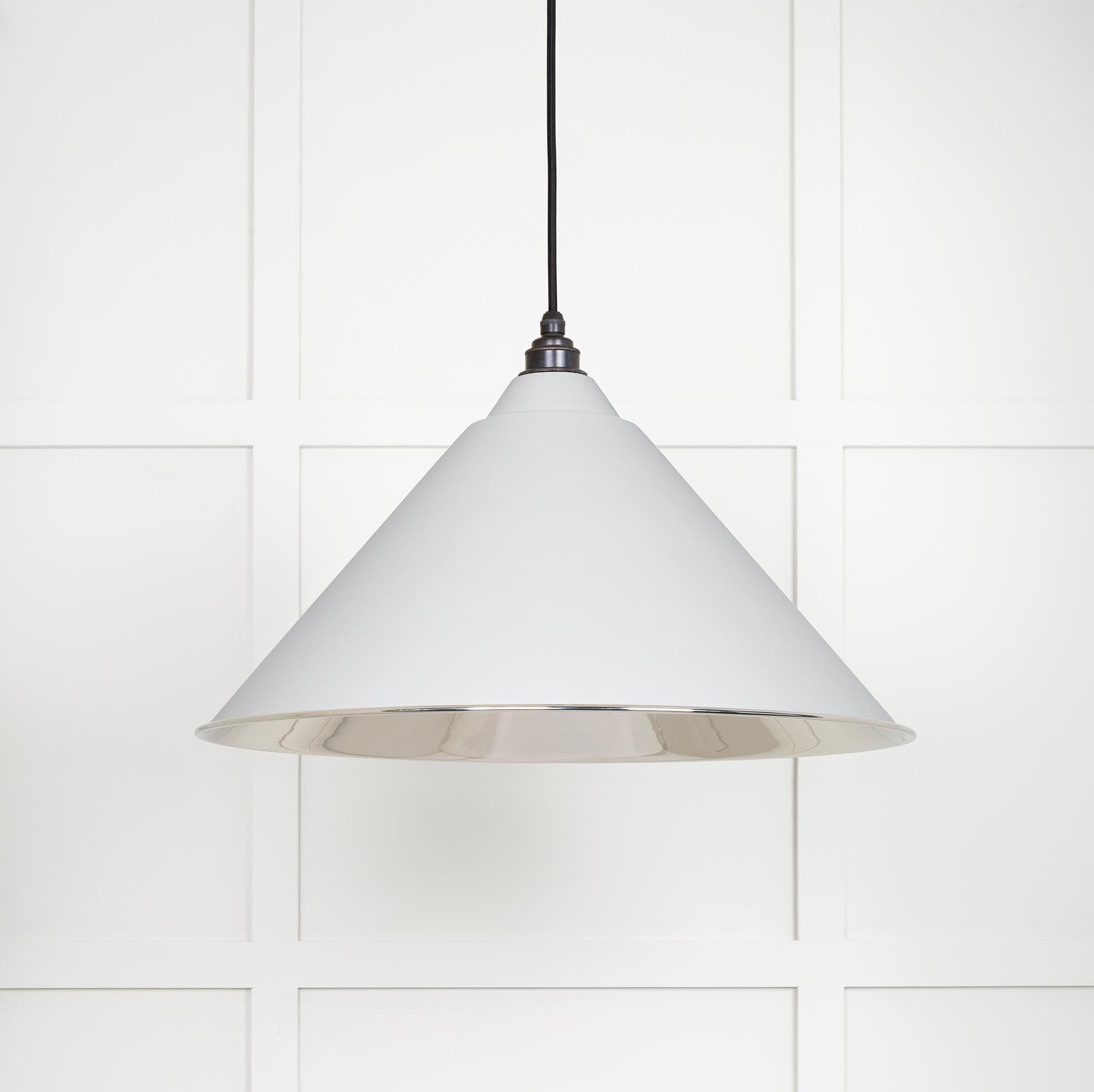 Smooth Nickel Hockley Pendant Light  Flock, Front Side.