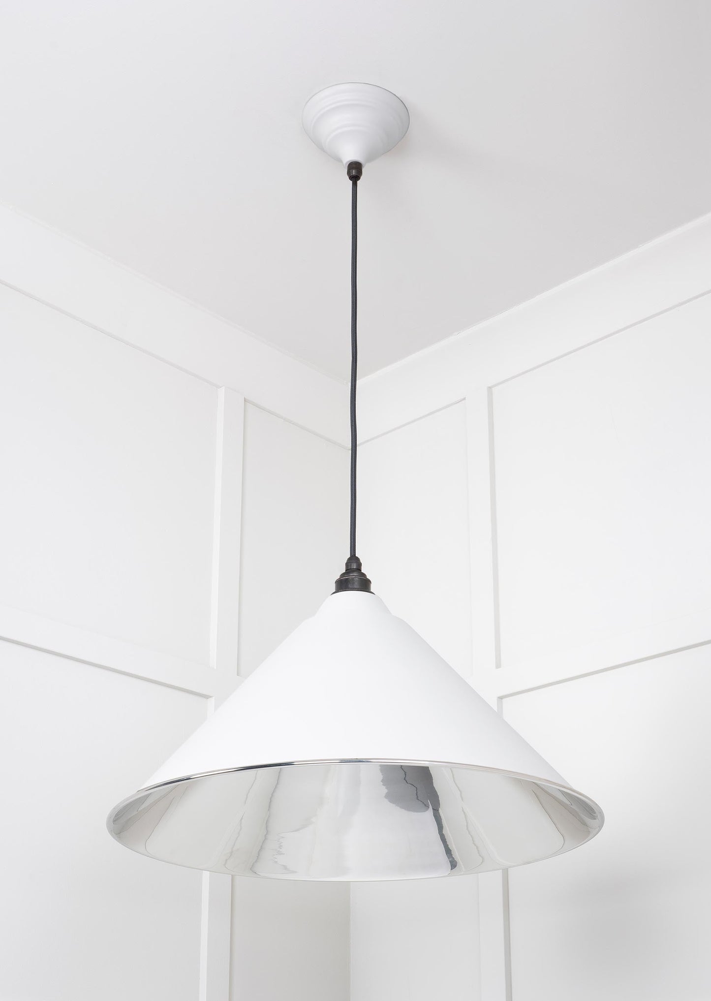 Smooth Nickel Hockley Pendant Light  Flock, Underside.