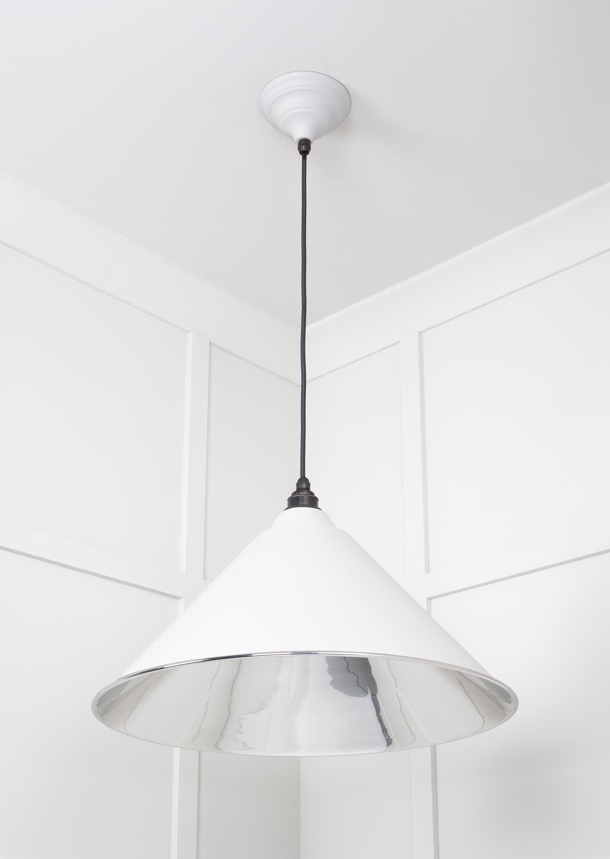 Smooth Nickel Hockley Pendant Light  Flock, Underside.