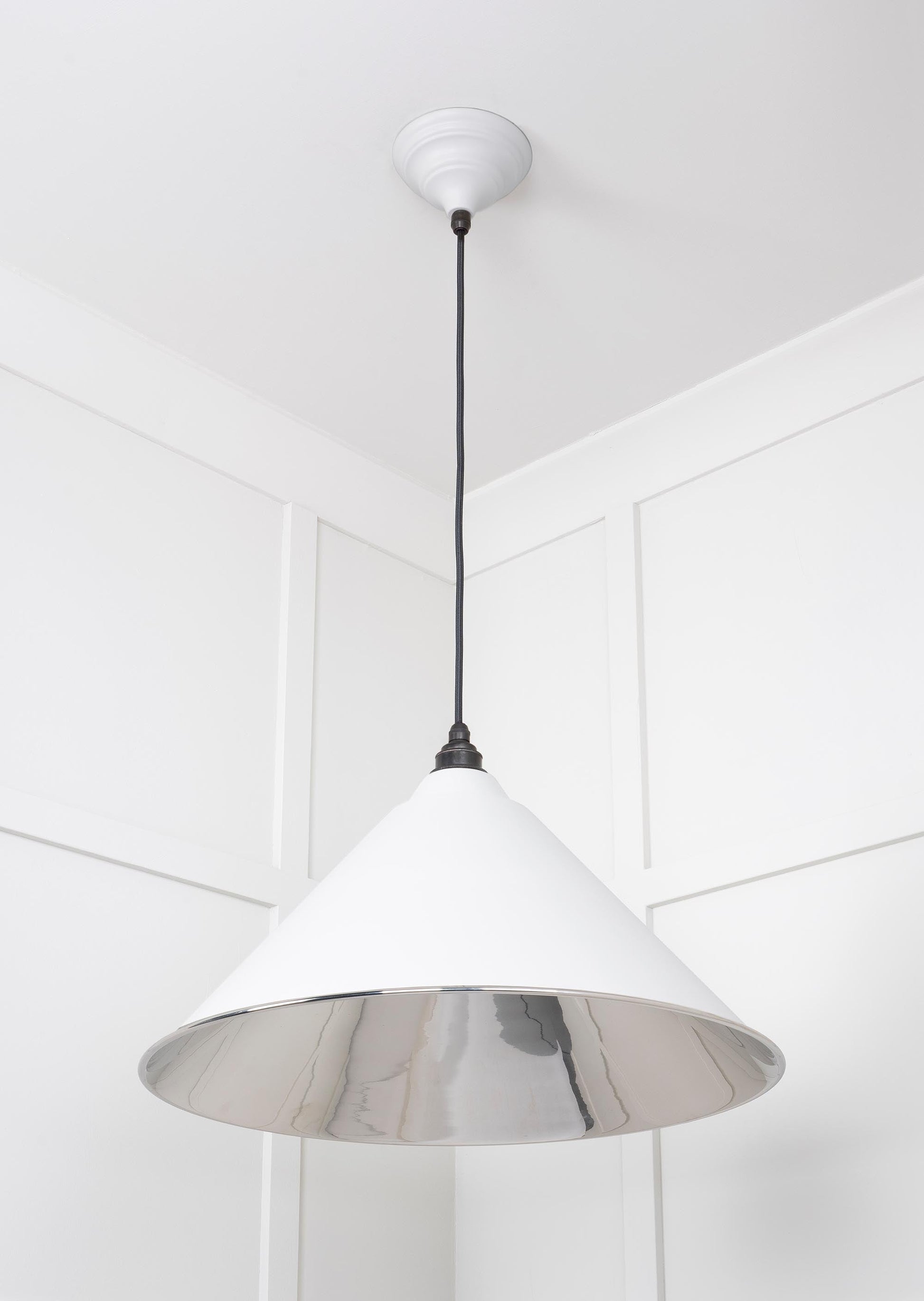 Smooth Nickel Hockley Pendant Light  Flock, Underside.