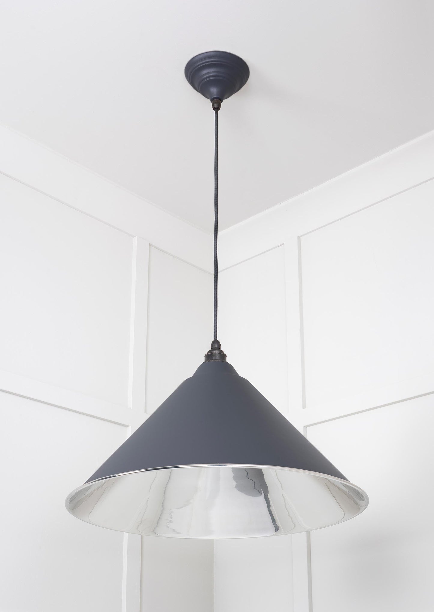 Smooth Nickel Hockley Pendant Light  Slate, Underside.