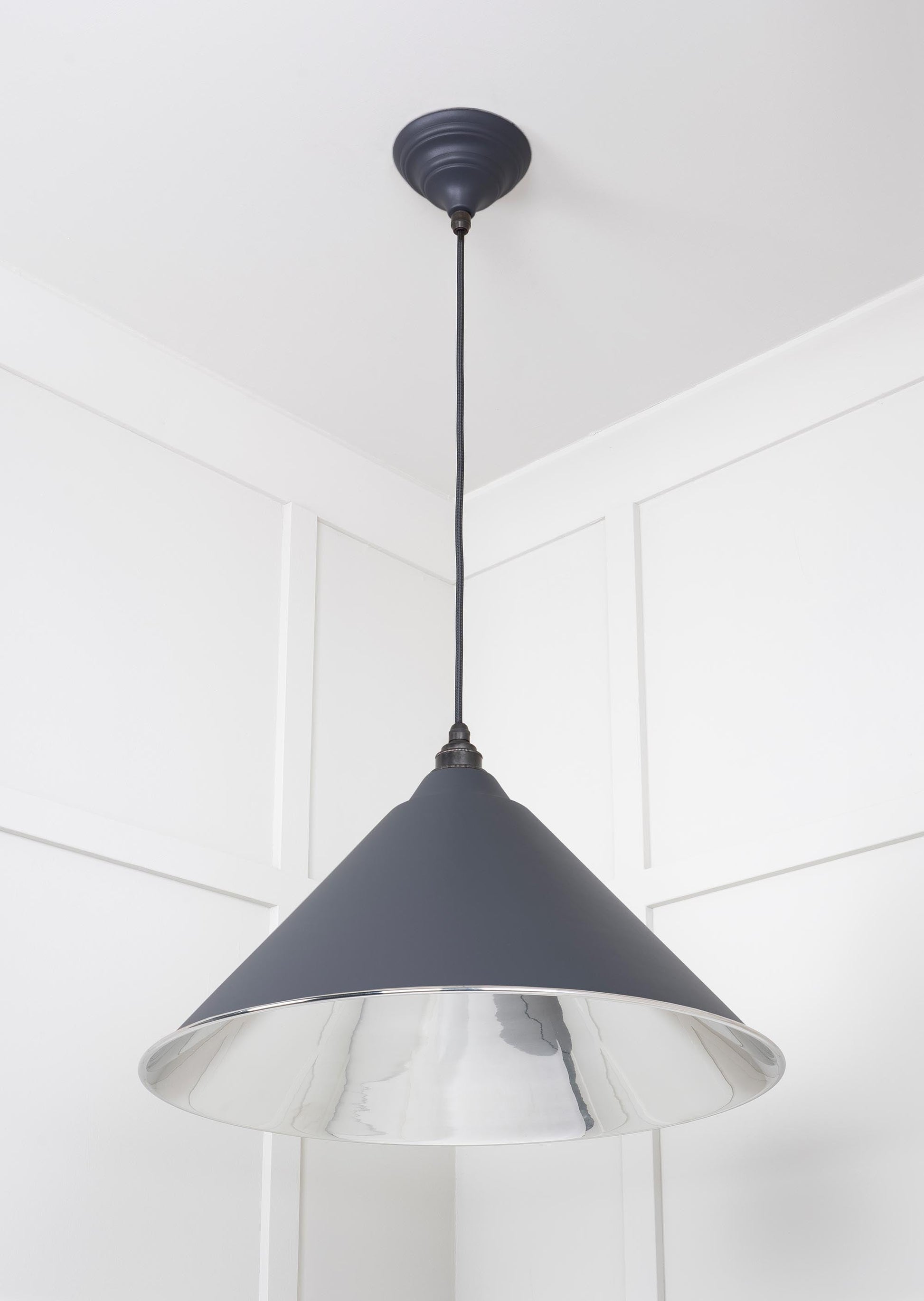 Smooth Nickel Hockley Pendant Light  Slate, Underside.