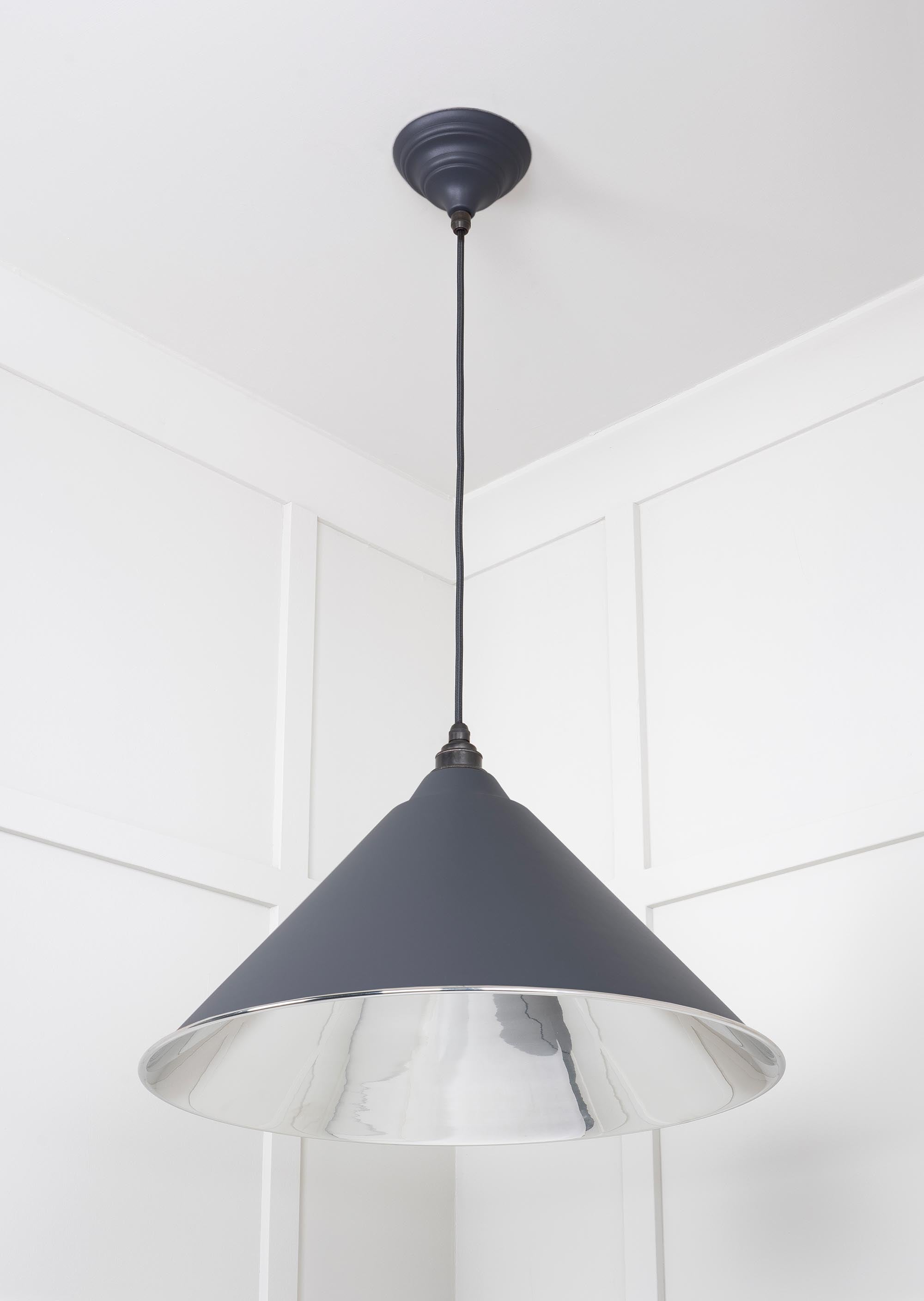 Smooth Nickel Hockley Pendant Light  Slate, Underside.