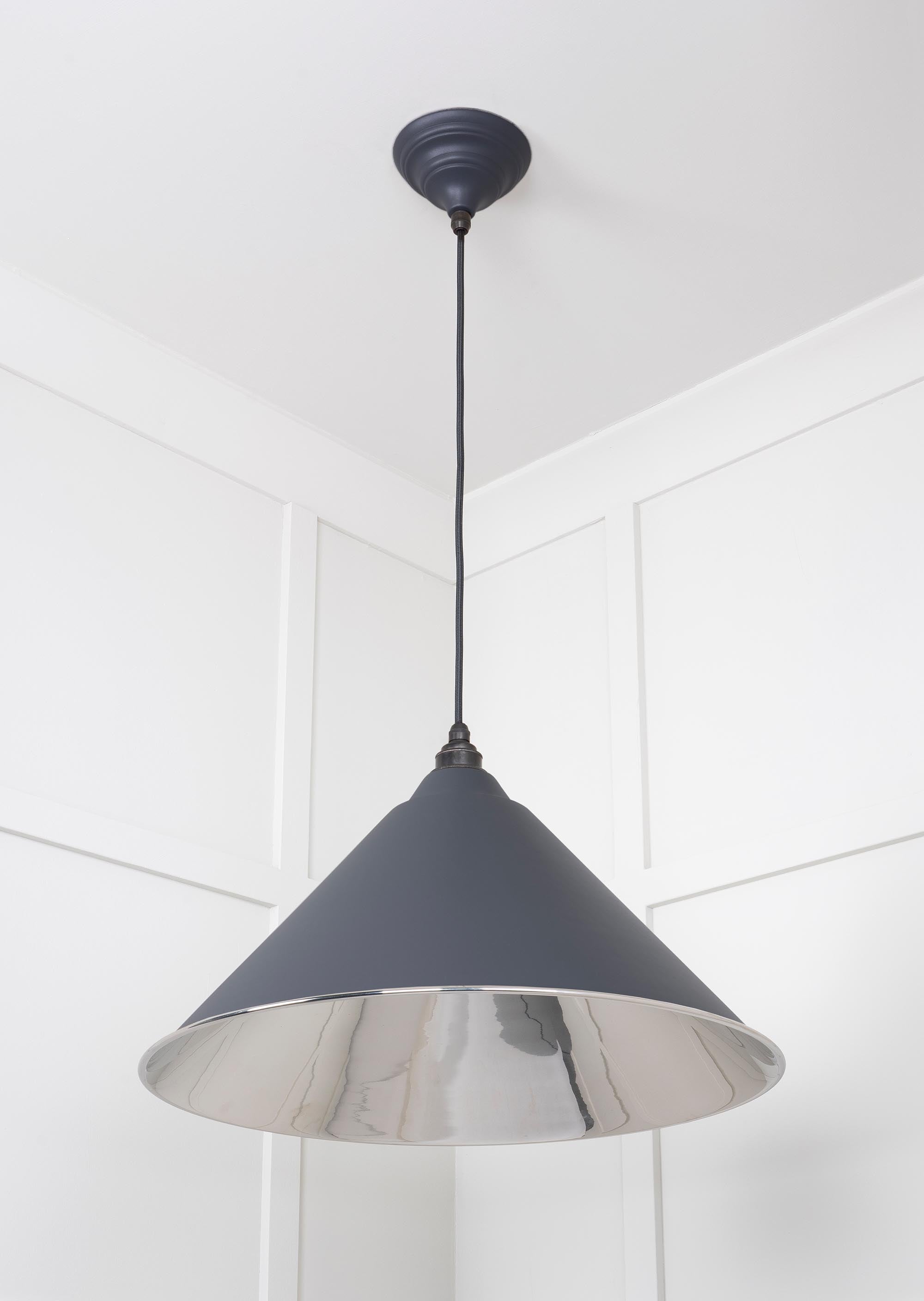 Smooth Nickel Hockley Pendant Light  Slate, Underside.