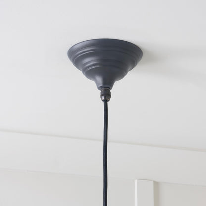 Smooth Nickel Hockley Pendant Light  Slate, close up view of fitting and cable.