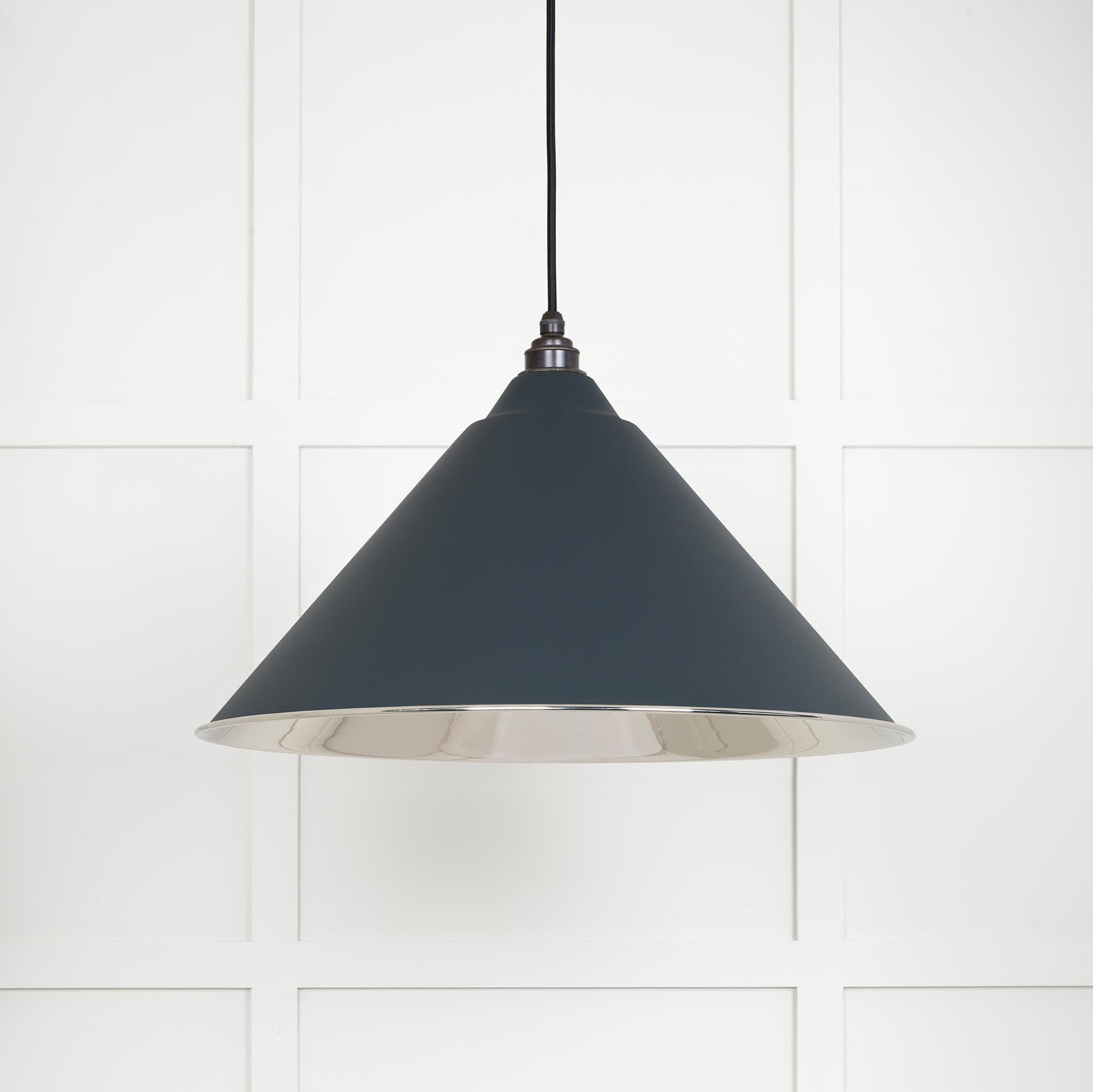 Smooth Nickel Hockley Pendant Light  Soot, Front Side.