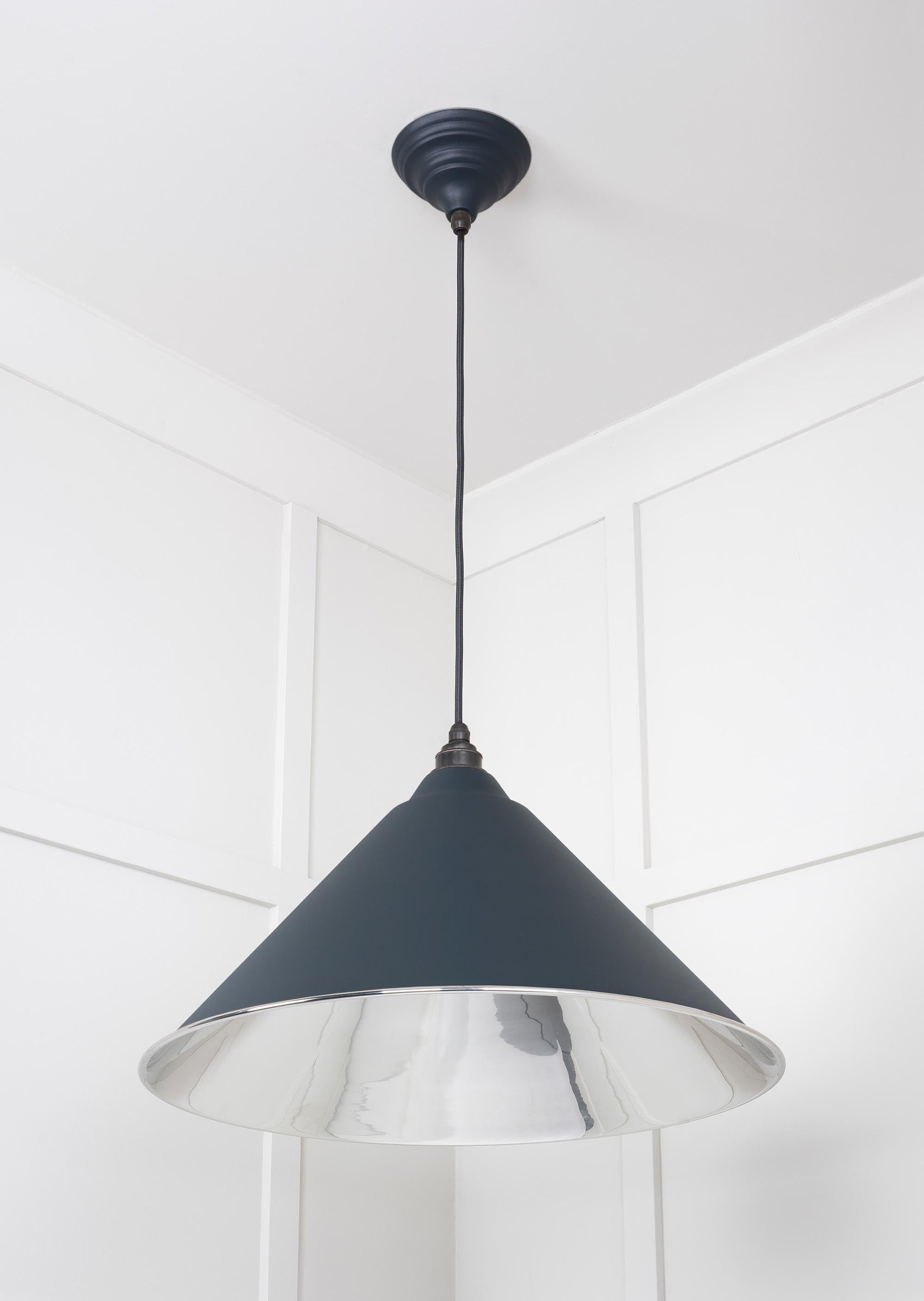 Smooth Nickel Hockley Pendant Light  Soot, Underside.