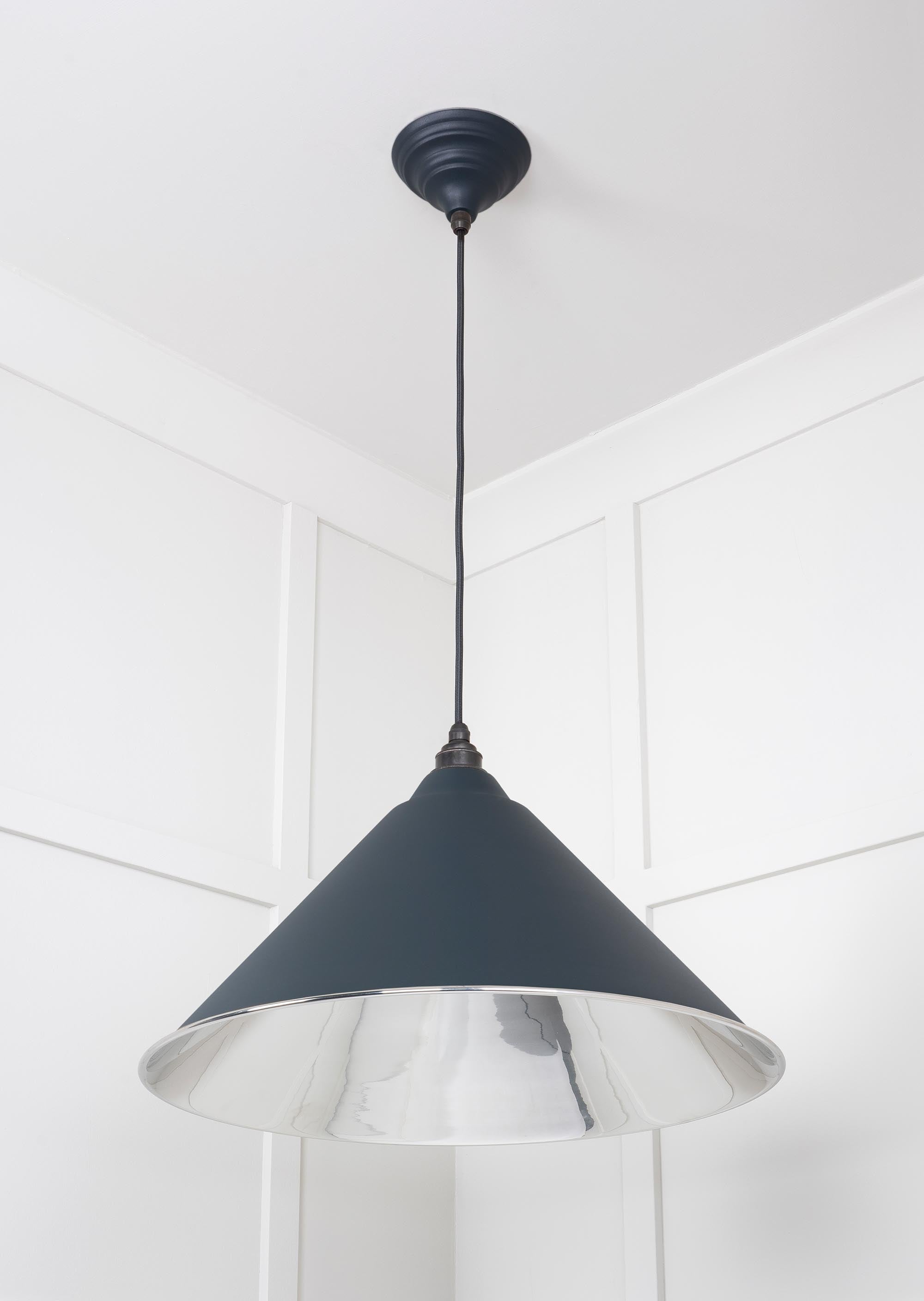 Smooth Nickel Hockley Pendant Light  Soot, Underside.