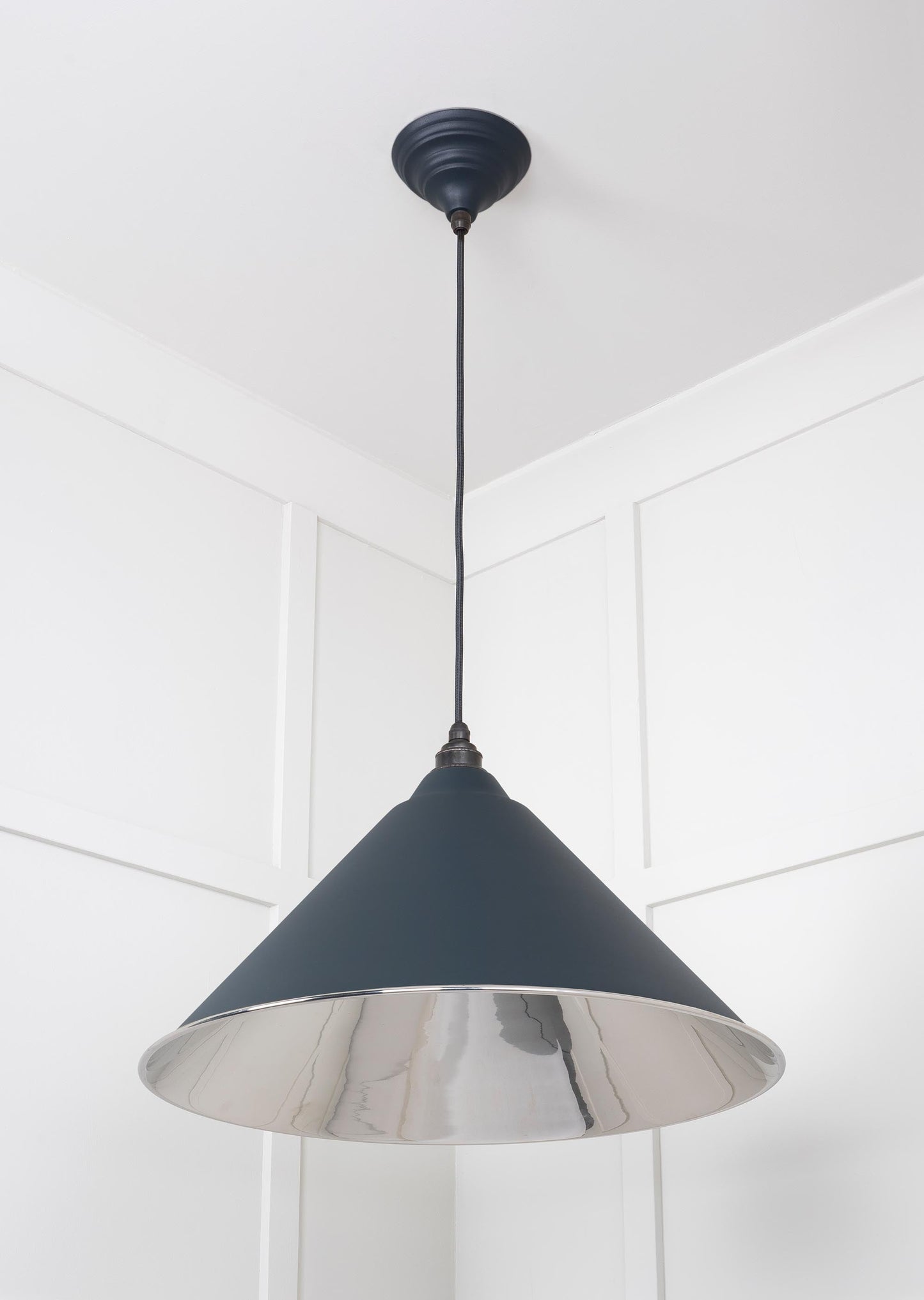 Smooth Nickel Hockley Pendant Light  Soot, Underside.