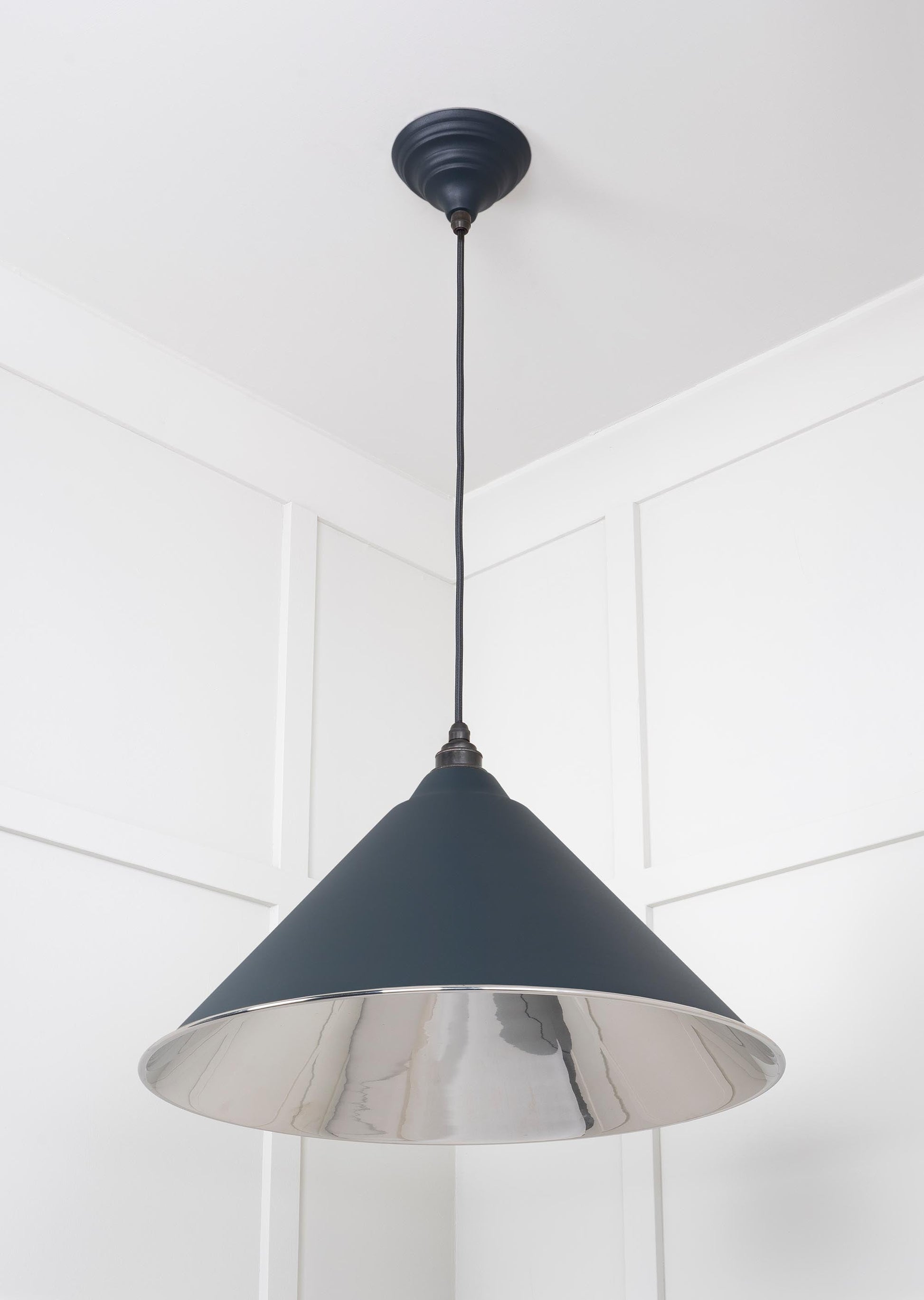 Smooth Nickel Hockley Pendant Light  Soot, Underside.
