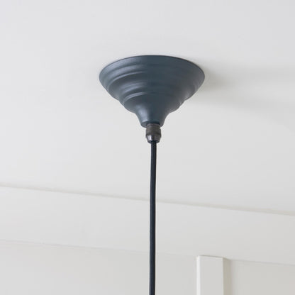Smooth Nickel Hockley Pendant Light  Soot, close up view of fitting and cable.