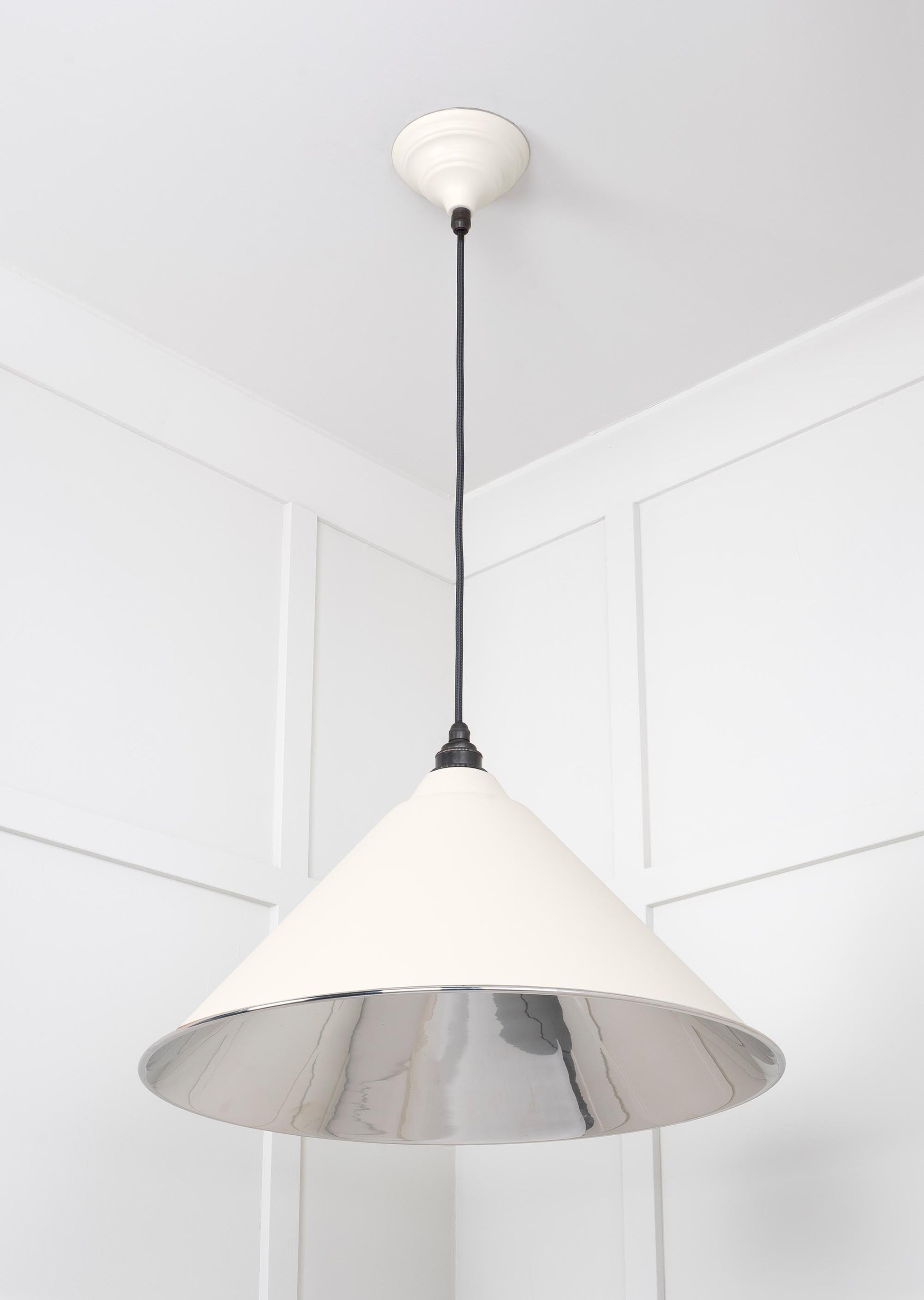 Smooth Nickel Hockley Pendant Light  Teasel, Underside.
