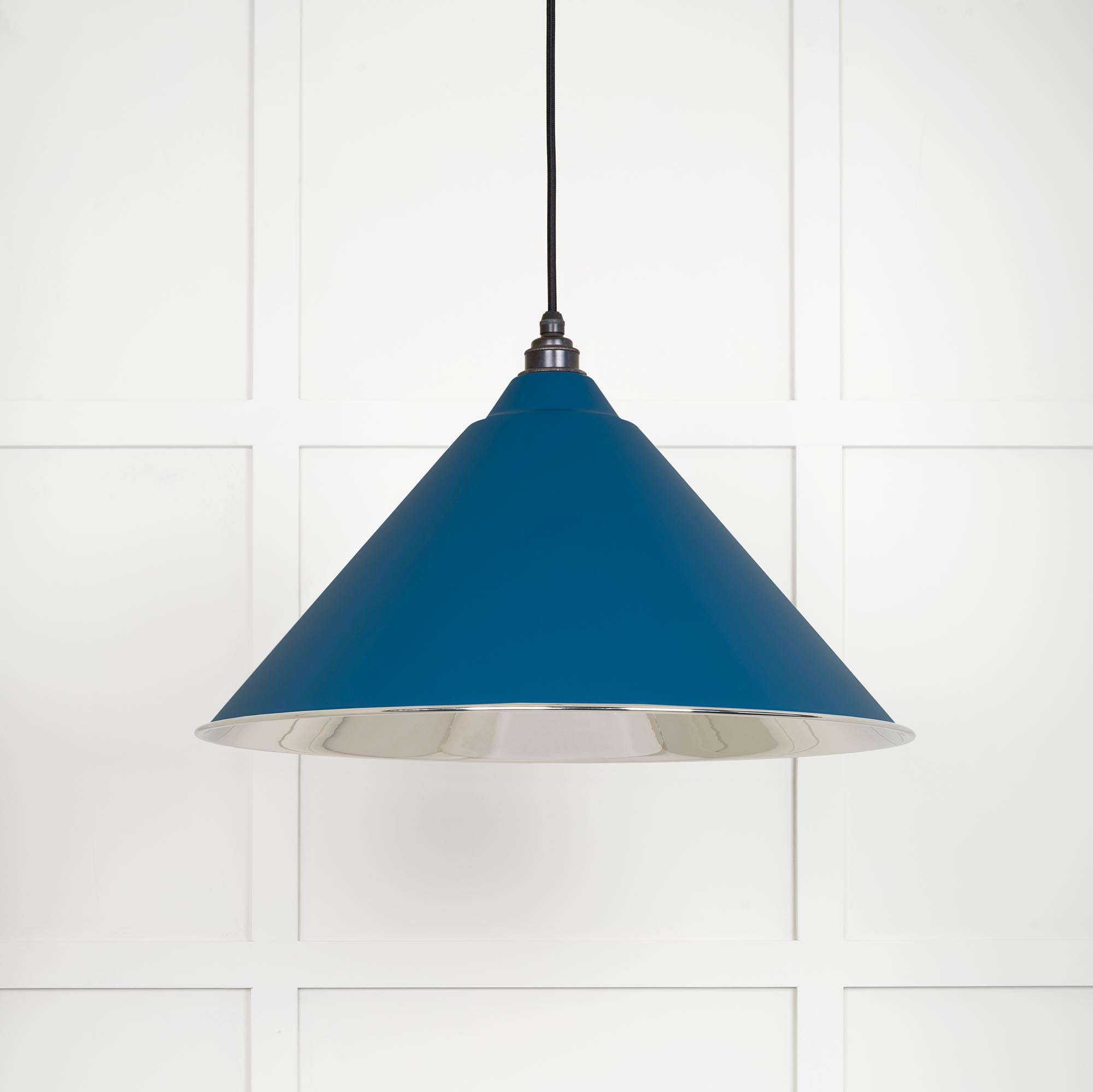 Smooth Nickel Hockley Pendant Light  Upstream, Front Side.