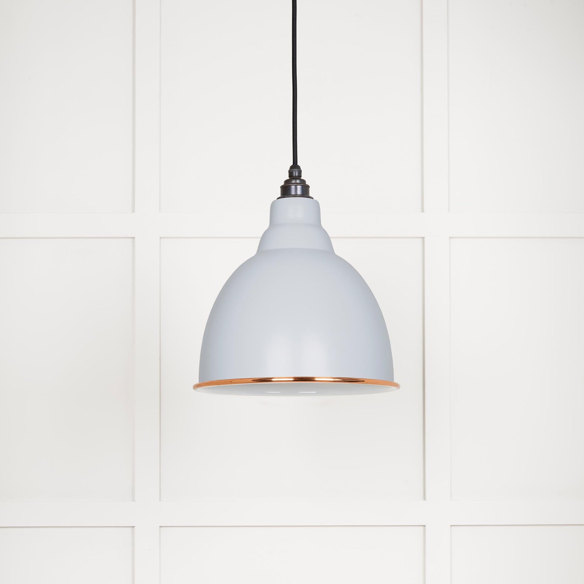 White Gloss Brindley Pendant Light  Birch, Front Side.