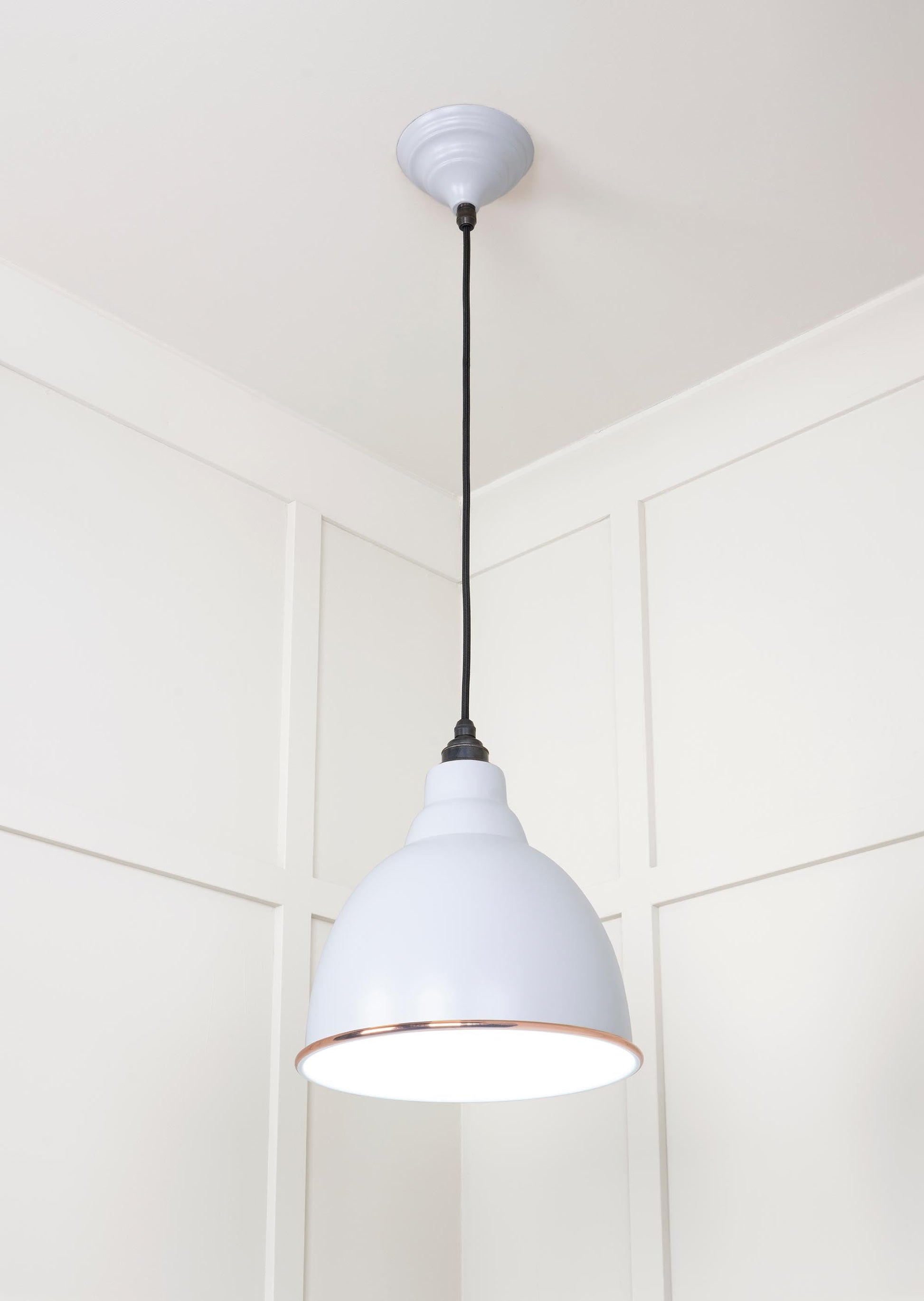White Gloss Brindley Pendant Light  Birch, Underside.