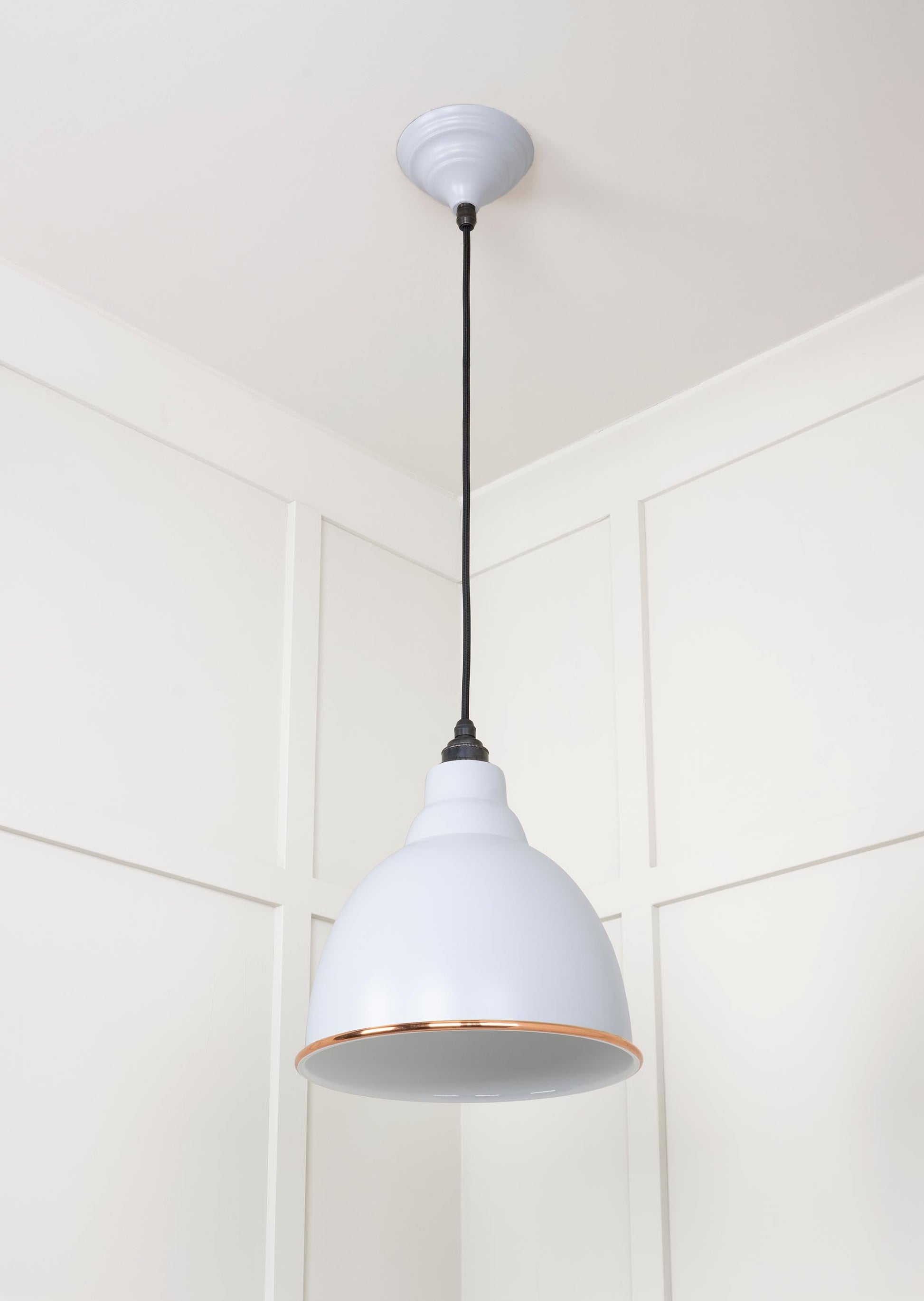 White Gloss Brindley Pendant Light  Birch, Underside.