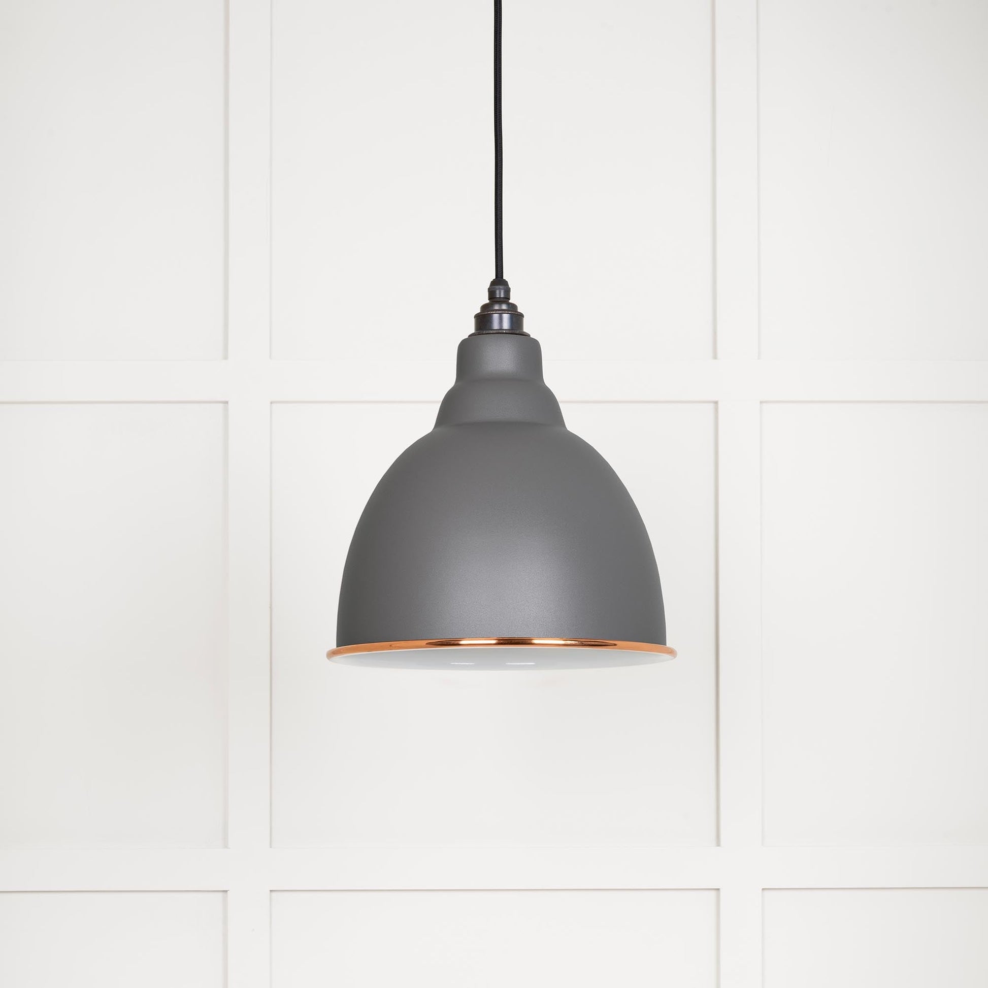White Gloss Brindley Pendant Light  Bluff, Front Side.