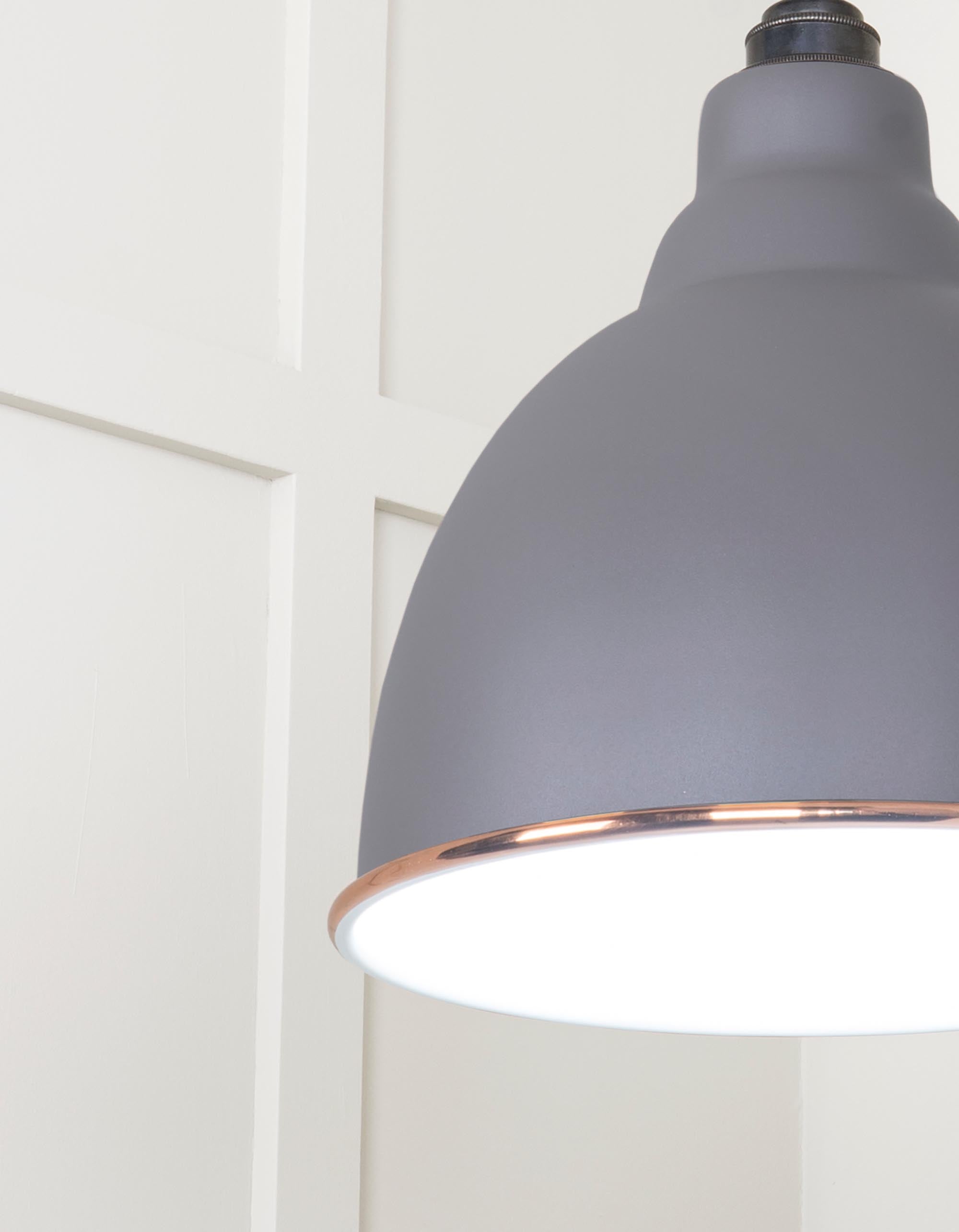 White Gloss Brindley Pendant Light  Bluff, Detailed close up view of pendant.