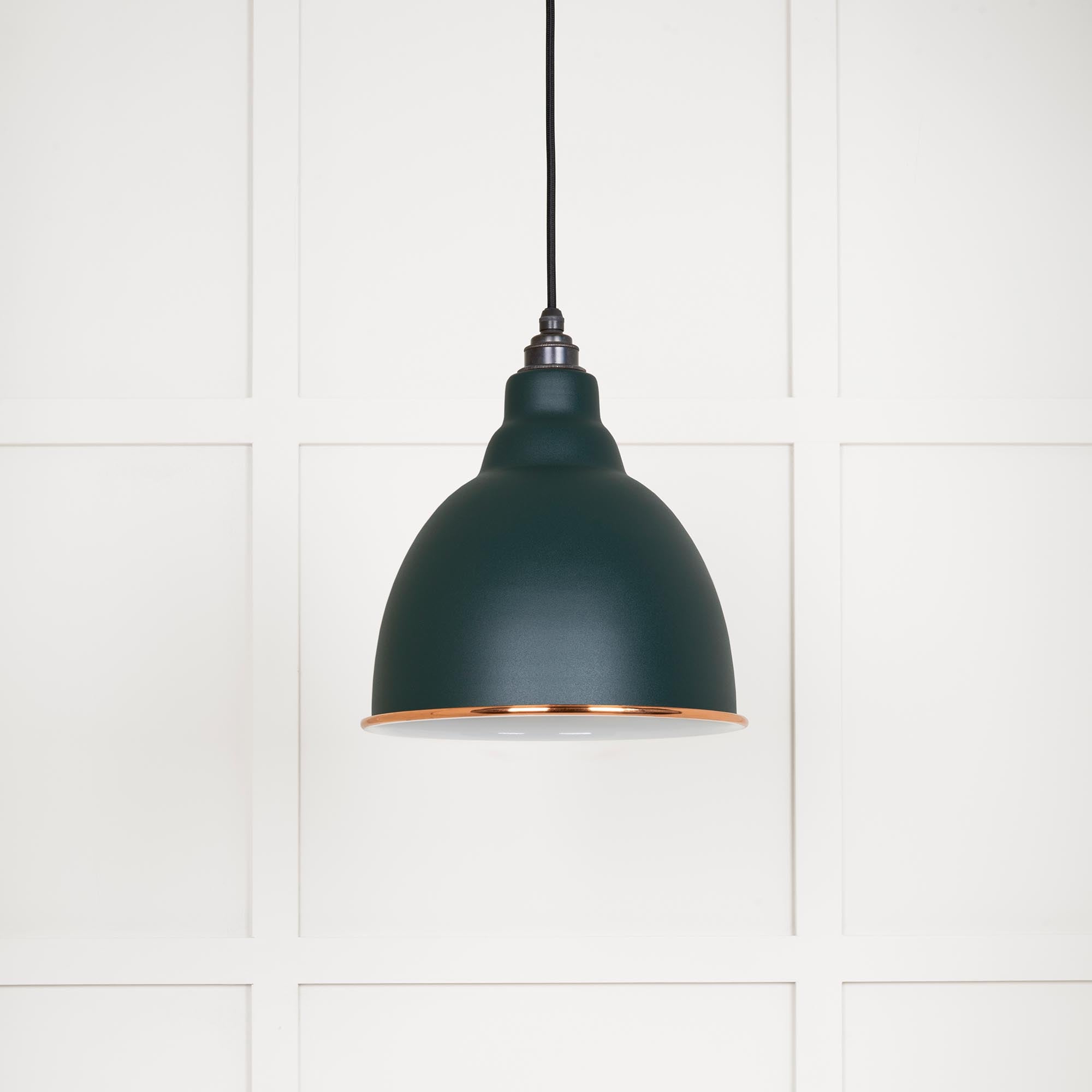 White Gloss Brindley Pendant Light  Dingle, Front Side.