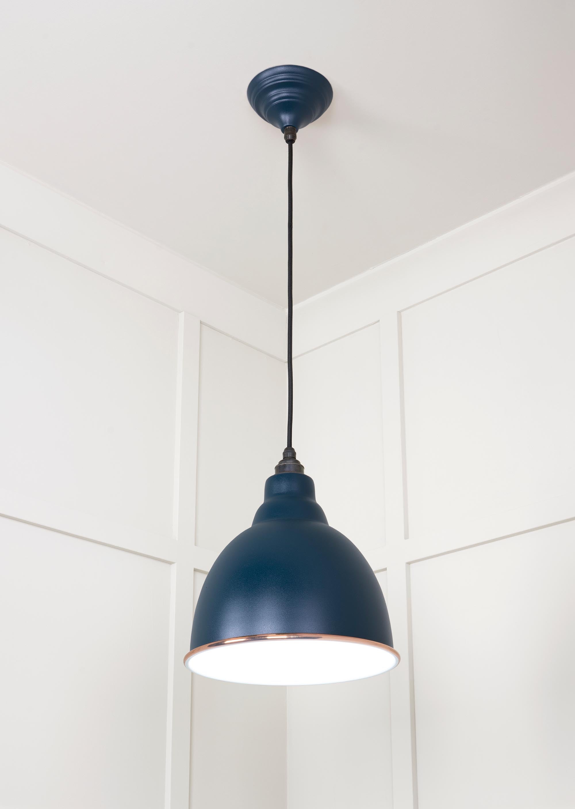 White Gloss Brindley Pendant Light  Dusk, Underside.
