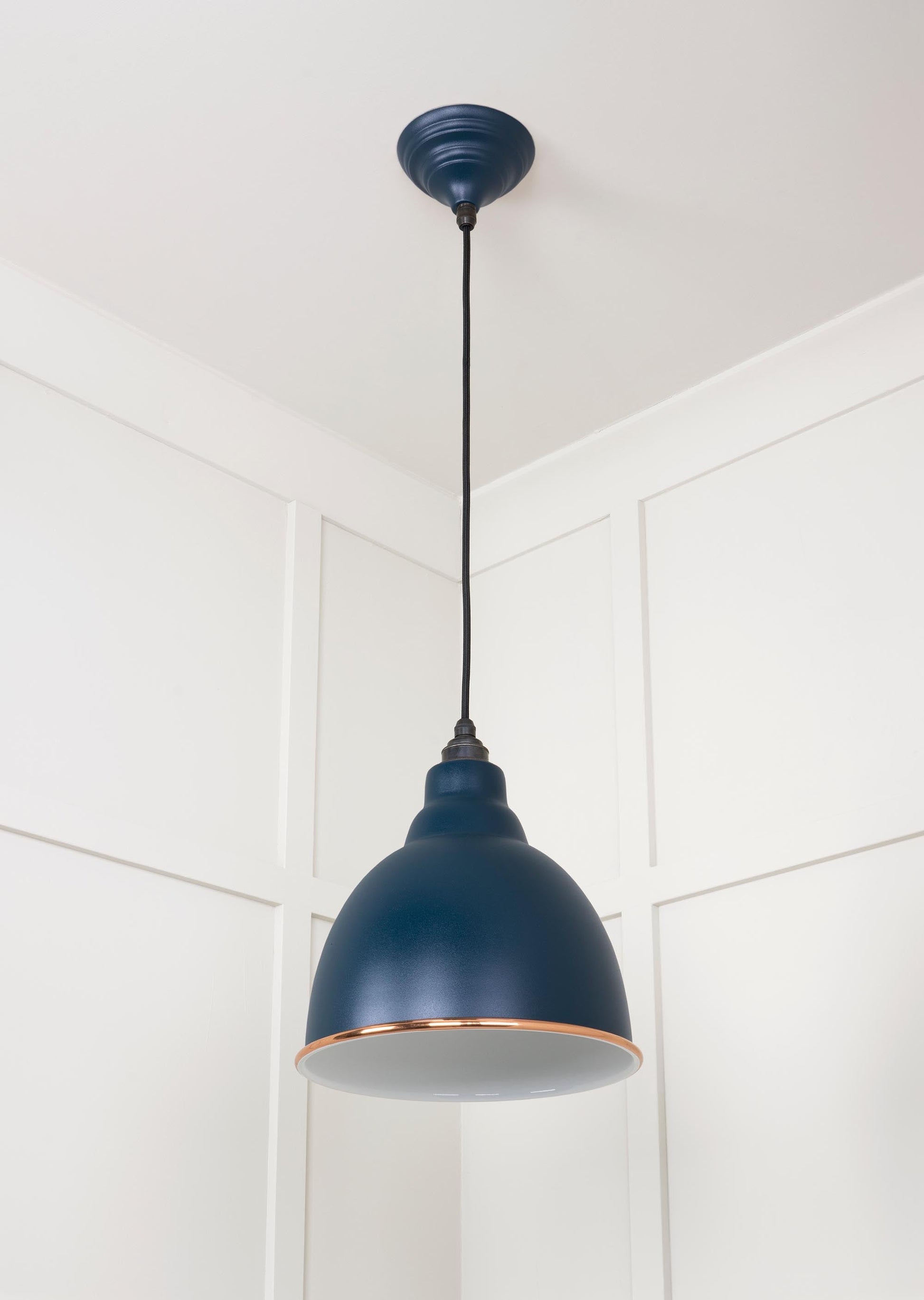 White Gloss Brindley Pendant Light  Dusk, Underside.
