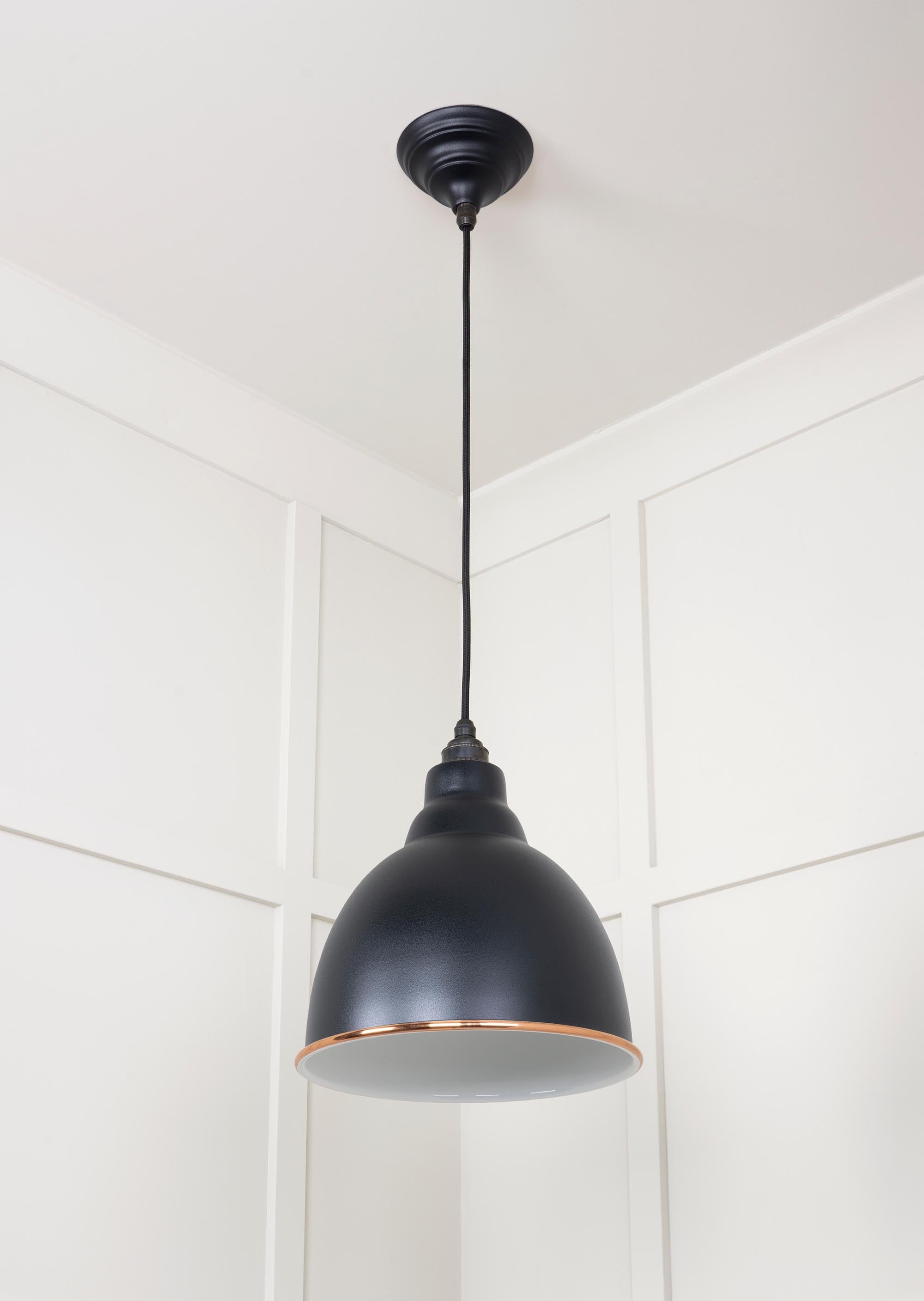 White Gloss Brindley Pendant Light  Elan Black, Underside.