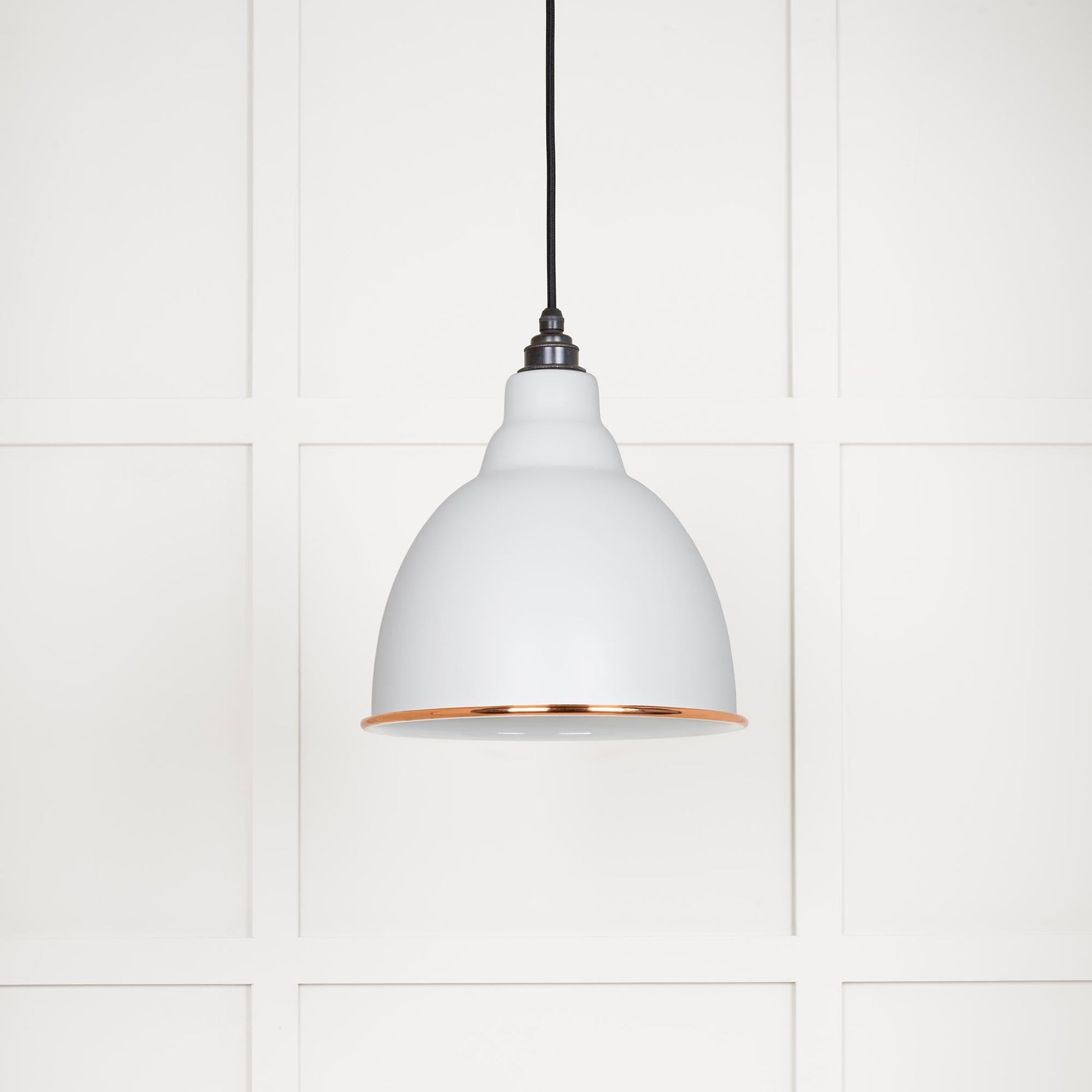 White Gloss Brindley Pendant Light  Flock, Front Side.
