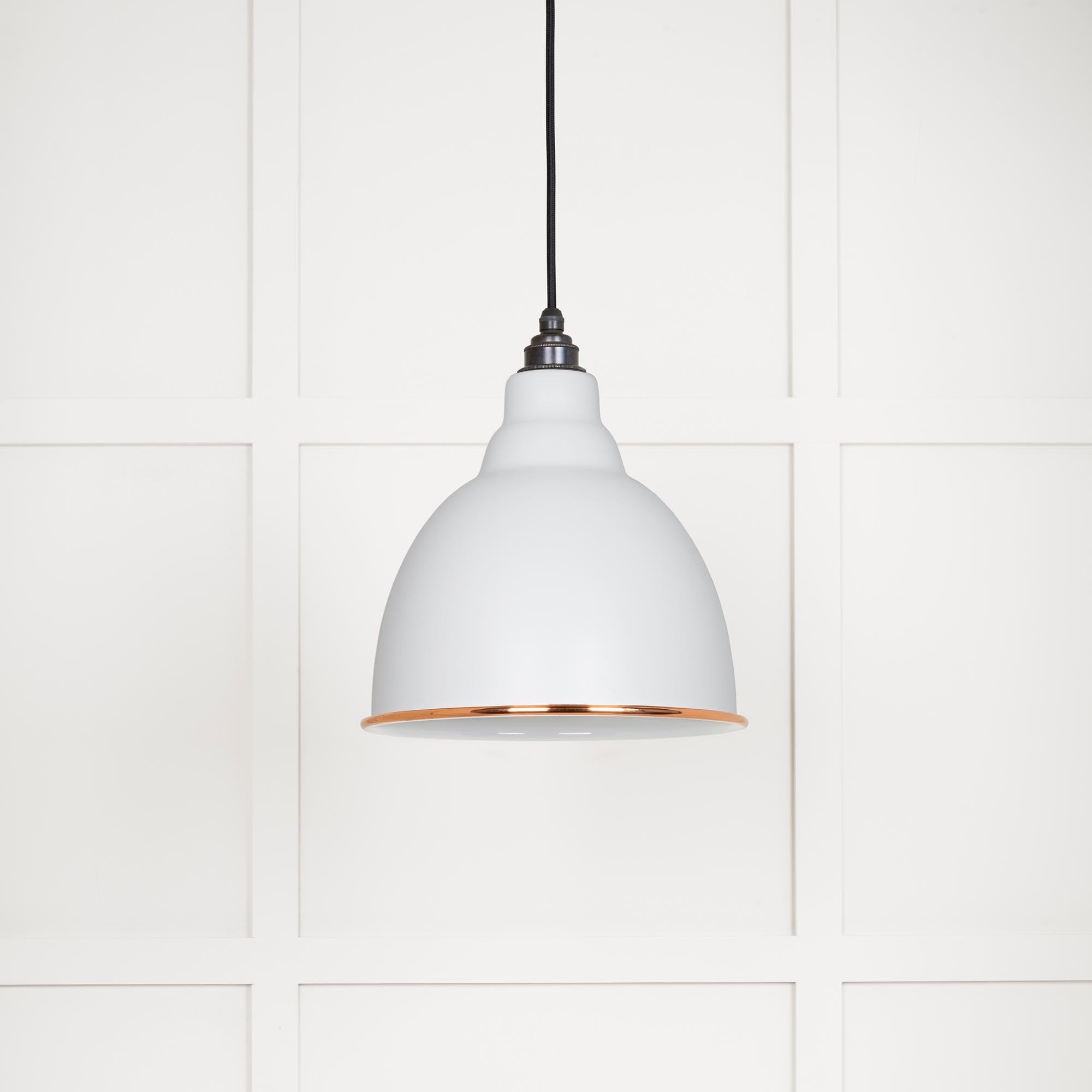 White Gloss Brindley Pendant Light  Flock, Front Side.