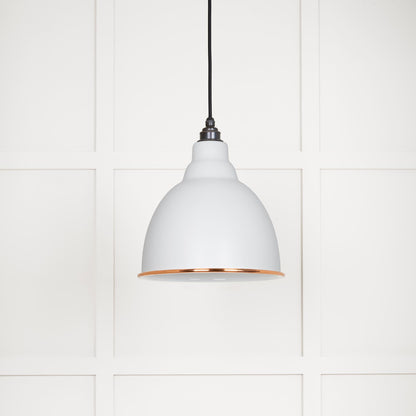 White Gloss Brindley Pendant Light  Flock, Front Side.