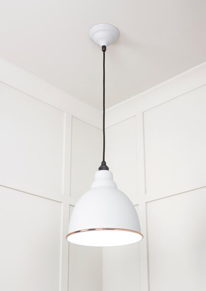 White Gloss Brindley Pendant Light  Flock, Underside.