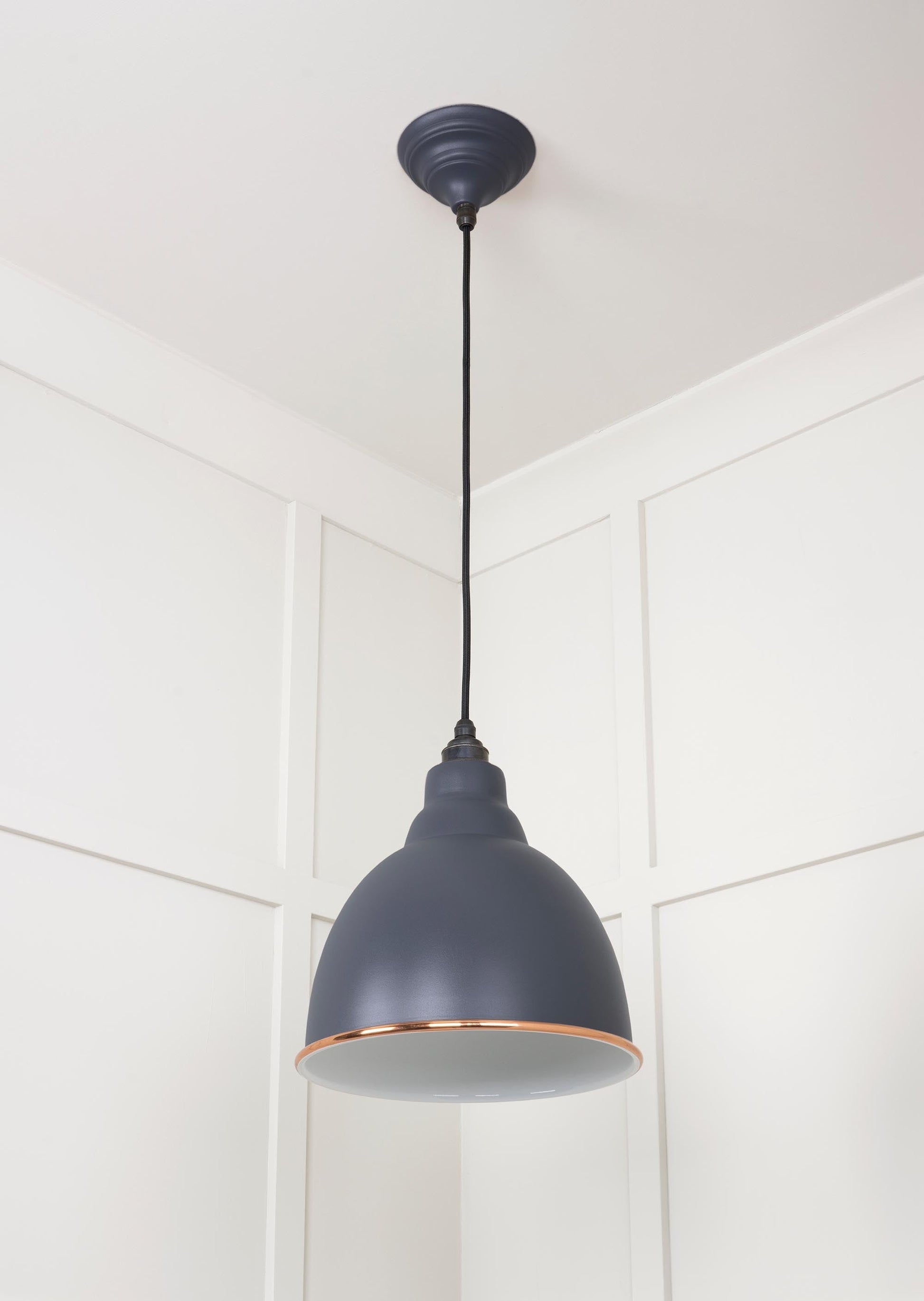 White Gloss Brindley Pendant Light  Slate, Underside.