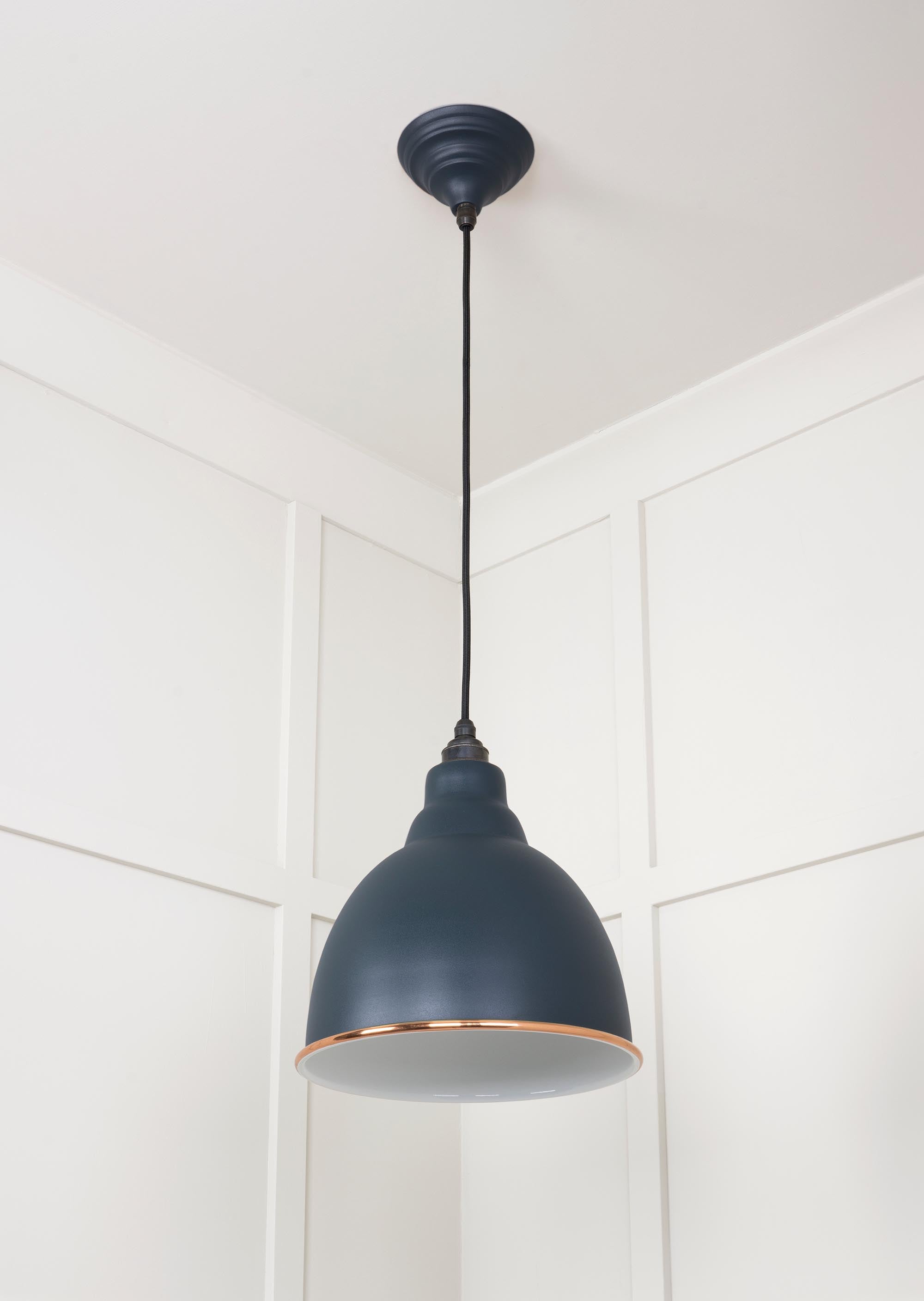 White Gloss Brindley Pendant Light  Soot, Underside.