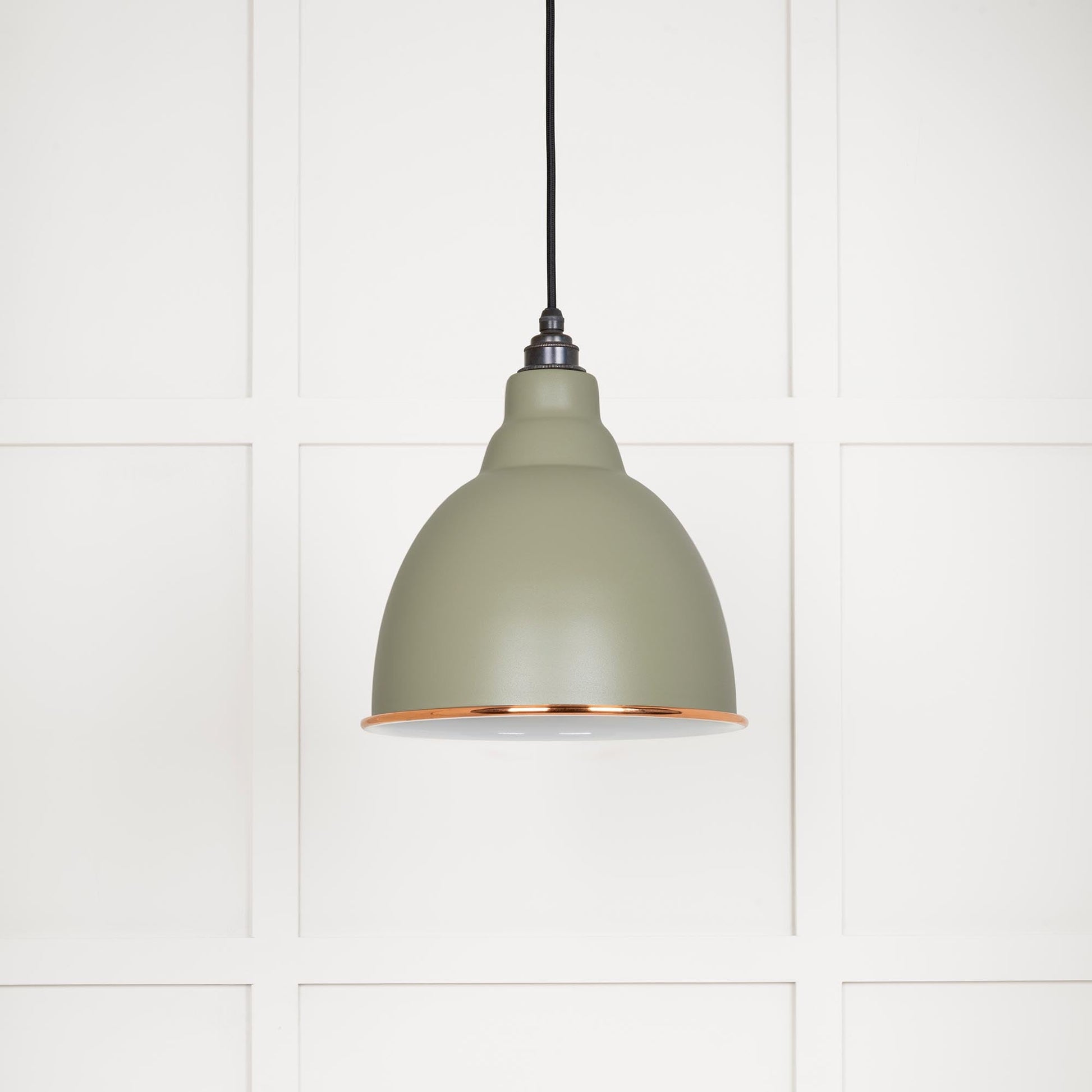 White Gloss Brindley Pendant Light  Tump, Front Side.