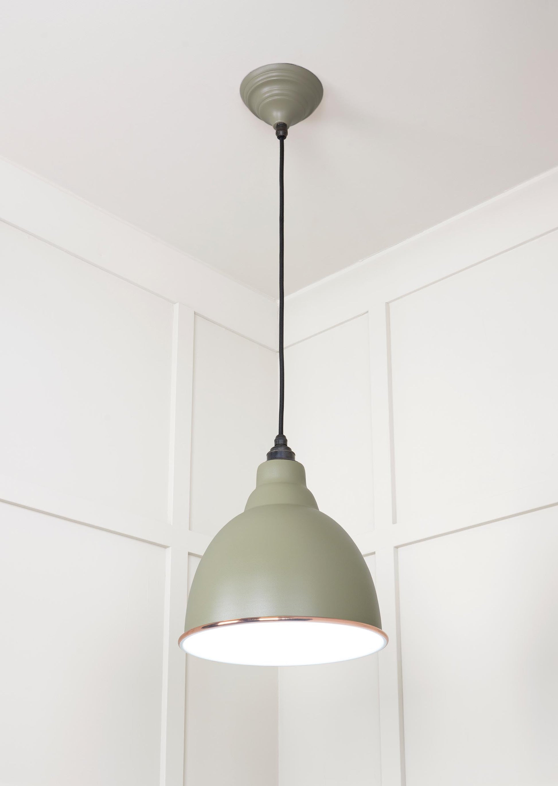 White Gloss Brindley Pendant Light  Tump, Underside.