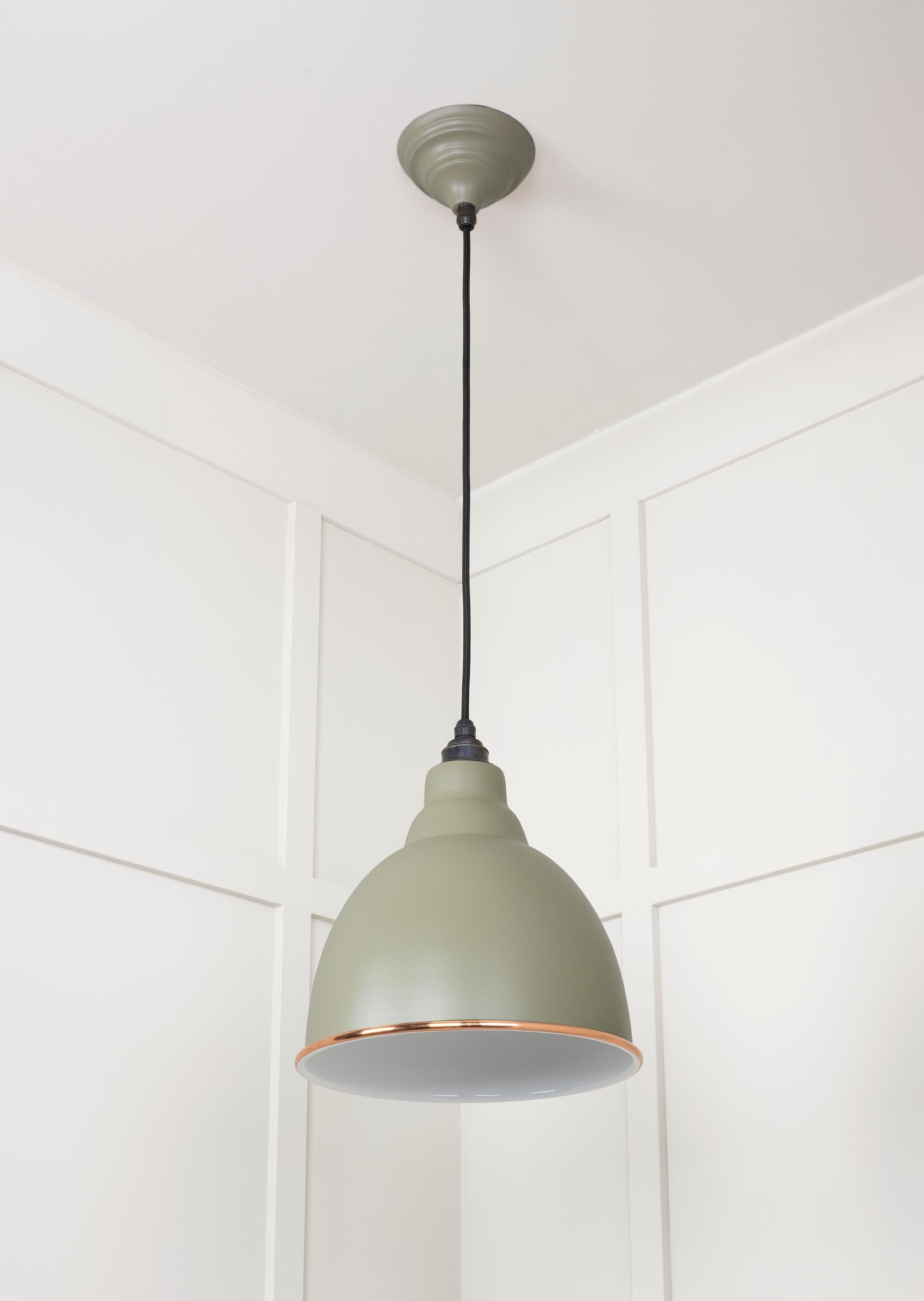 White Gloss Brindley Pendant Light  Tump, Underside.